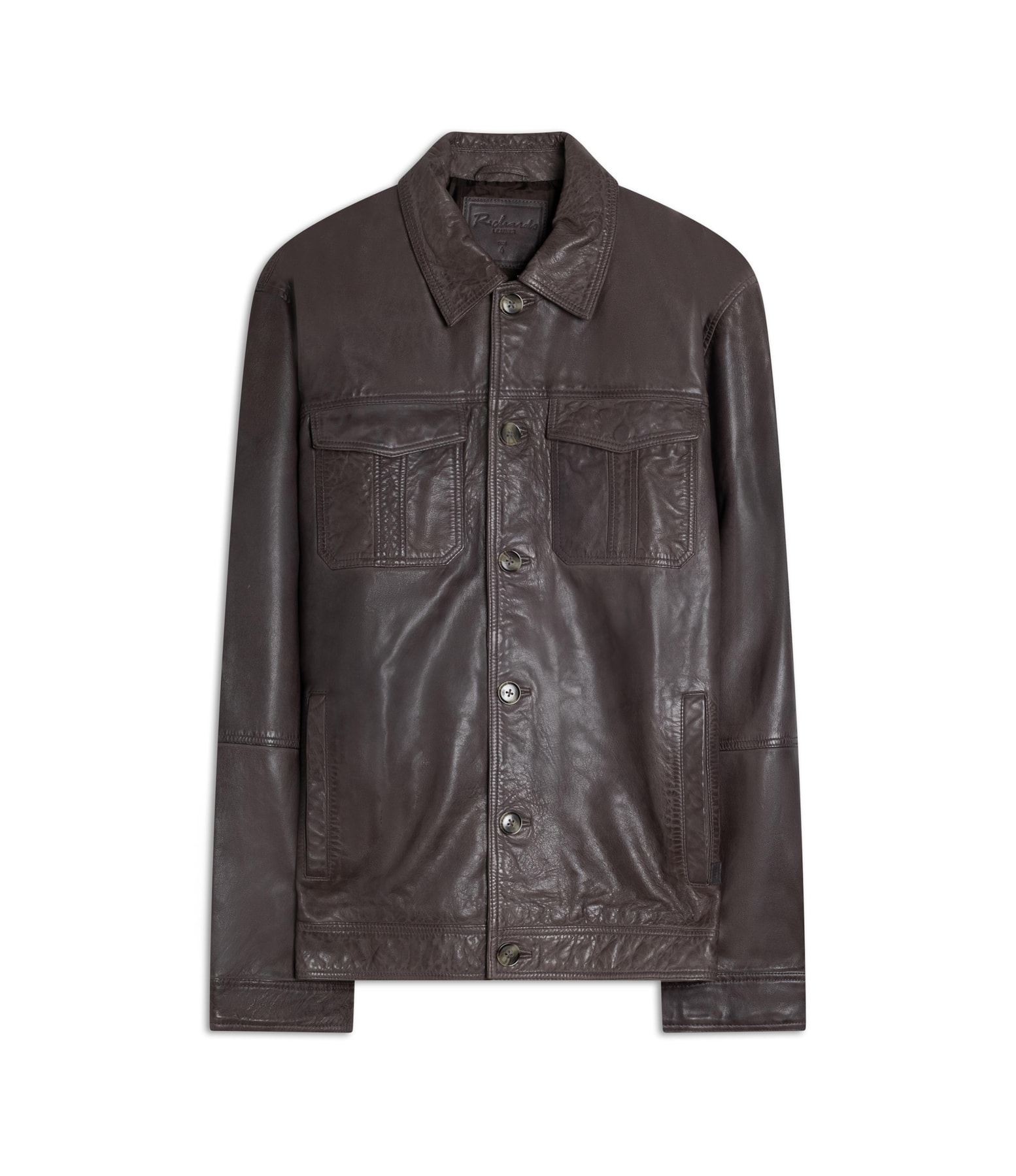 Jaqueta de Couro Trucker Grafite