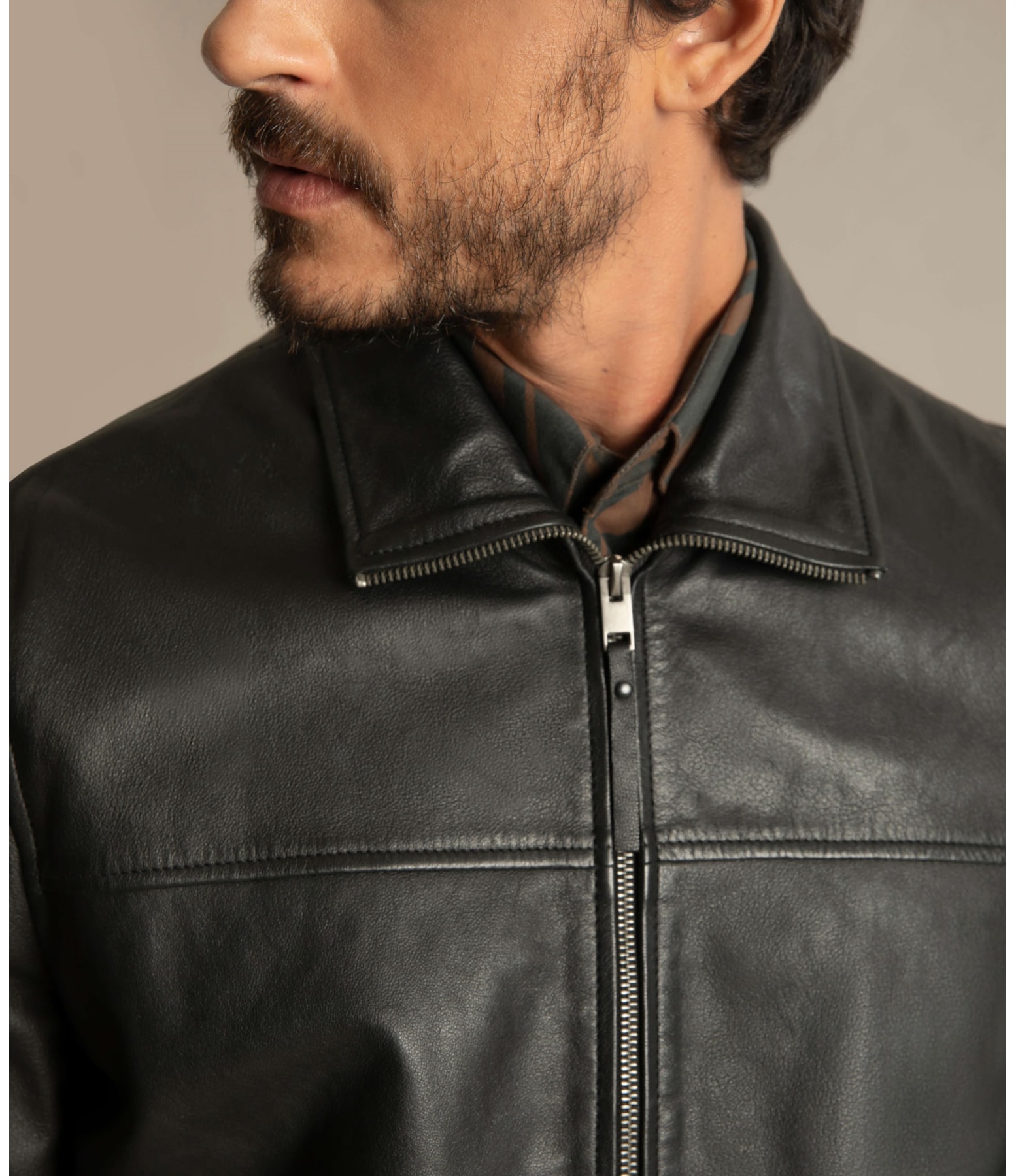 Jaqueta de Couro Wide Pockets Cafe