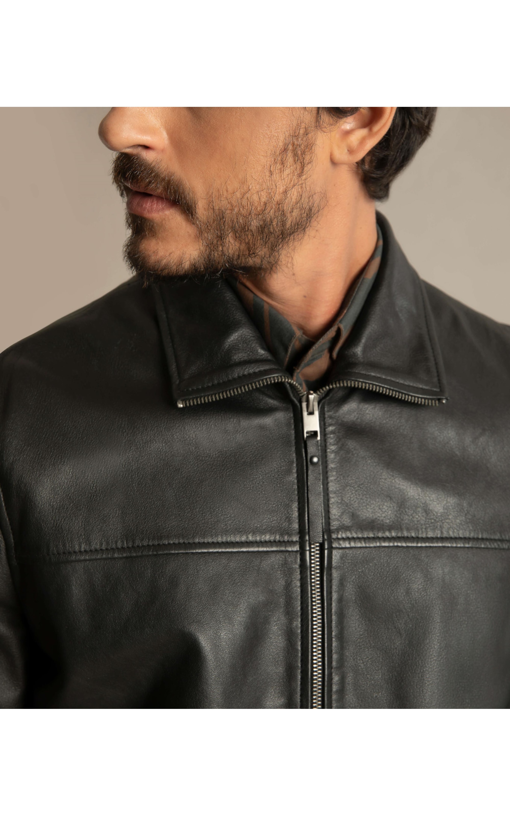 Jaqueta de Couro Wide Pockets Cafe