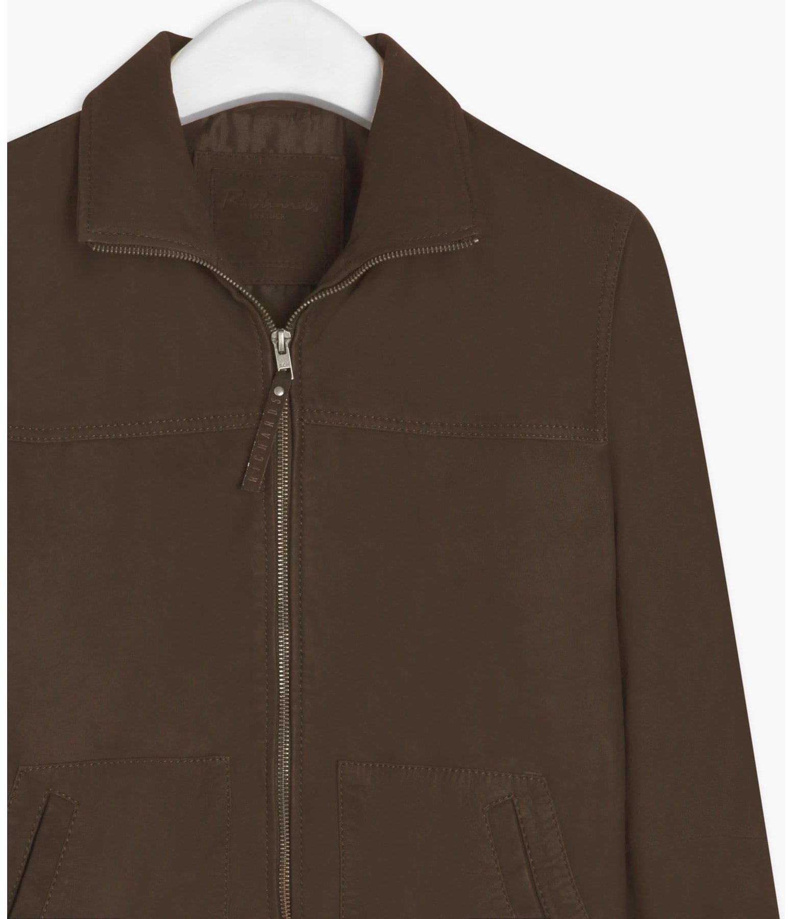 Jaqueta de Couro Wide Pockets Cafe