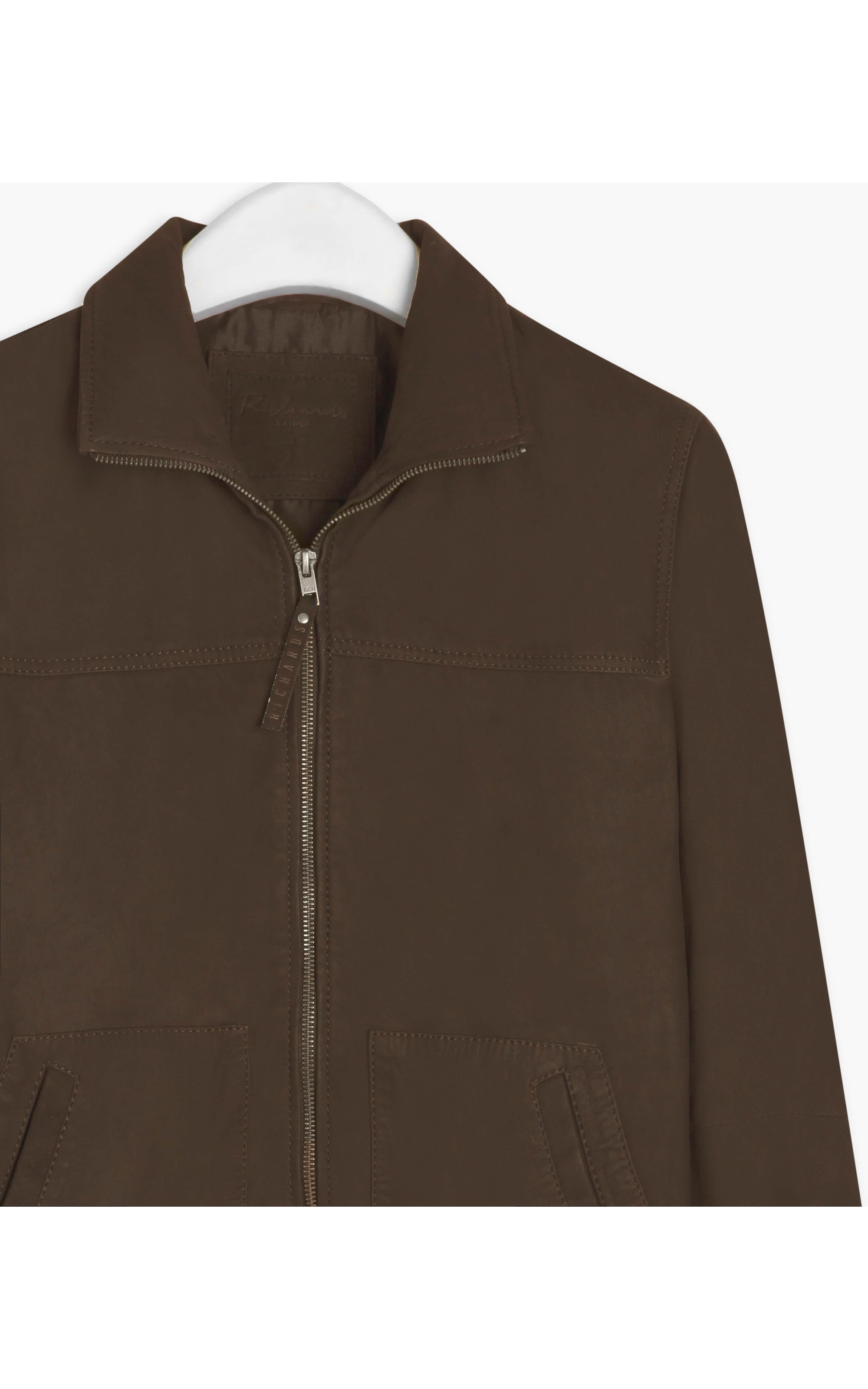 Jaqueta de Couro Wide Pockets Cafe