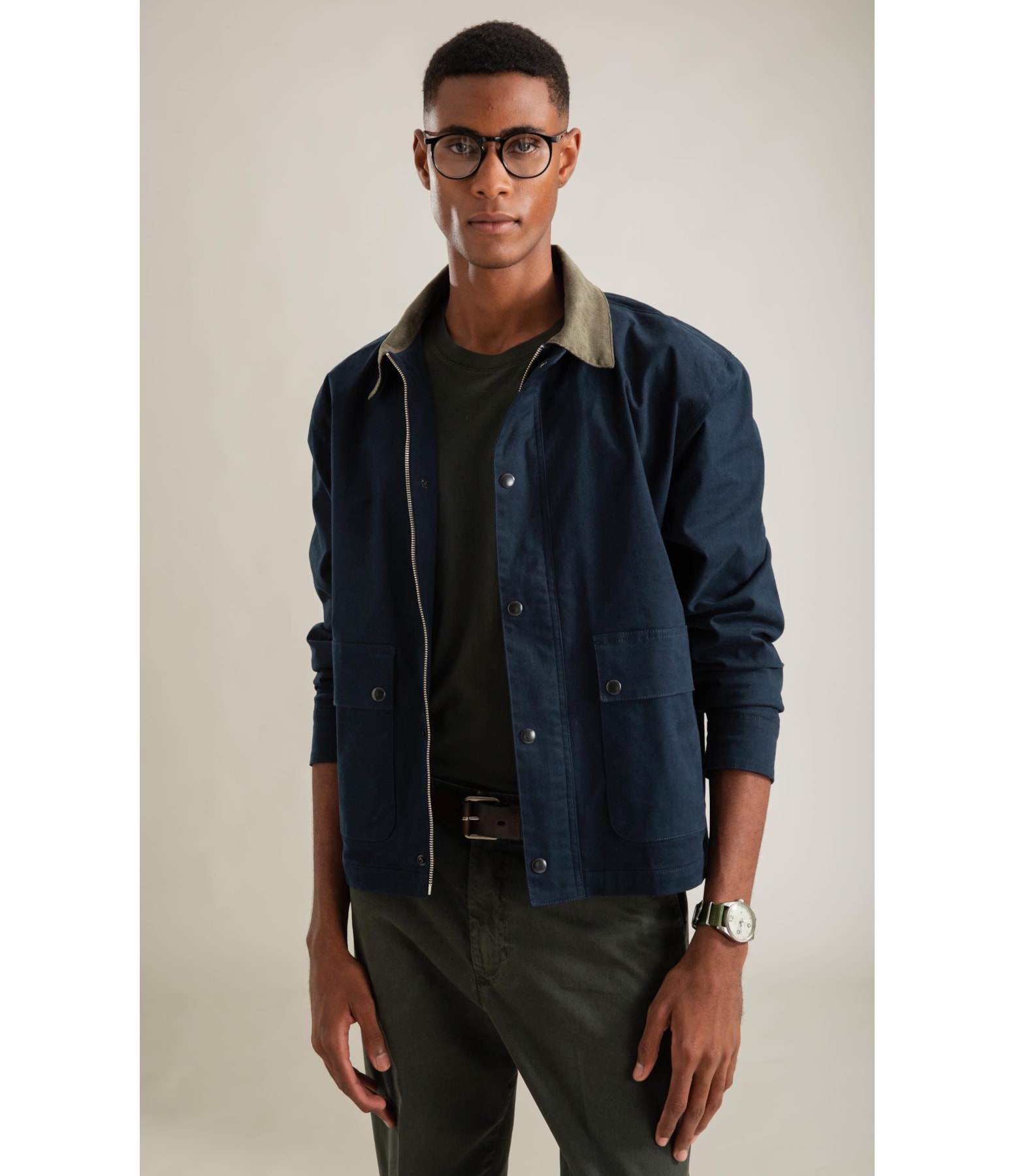 Jaqueta Gola Veludo Dark Navy