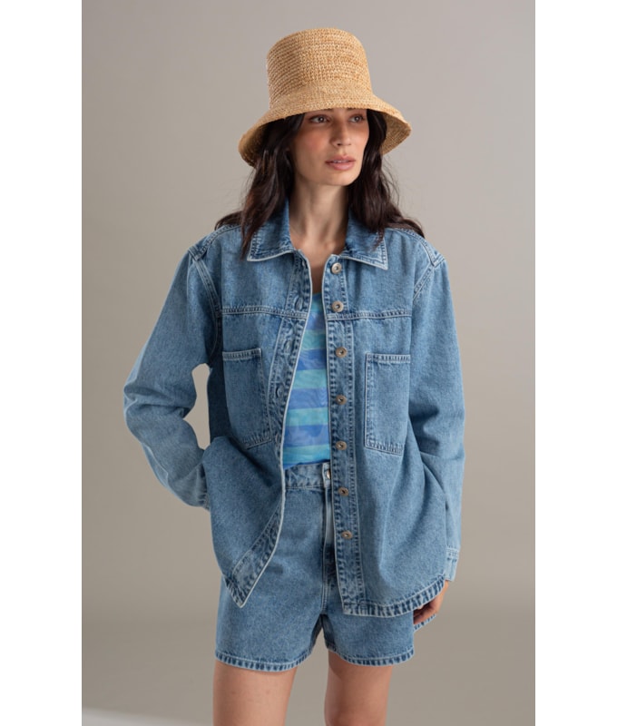 Jaqueta Jeans Vintage Denim 2164- Lav. Claro