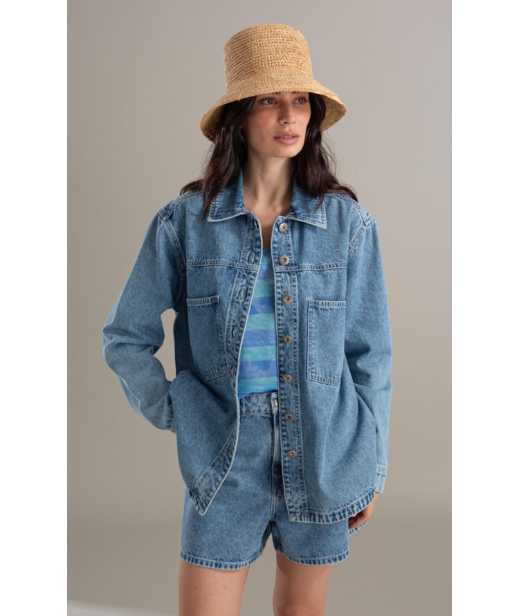 Jaqueta Jeans Vintage Denim 2164- Lav. Claro