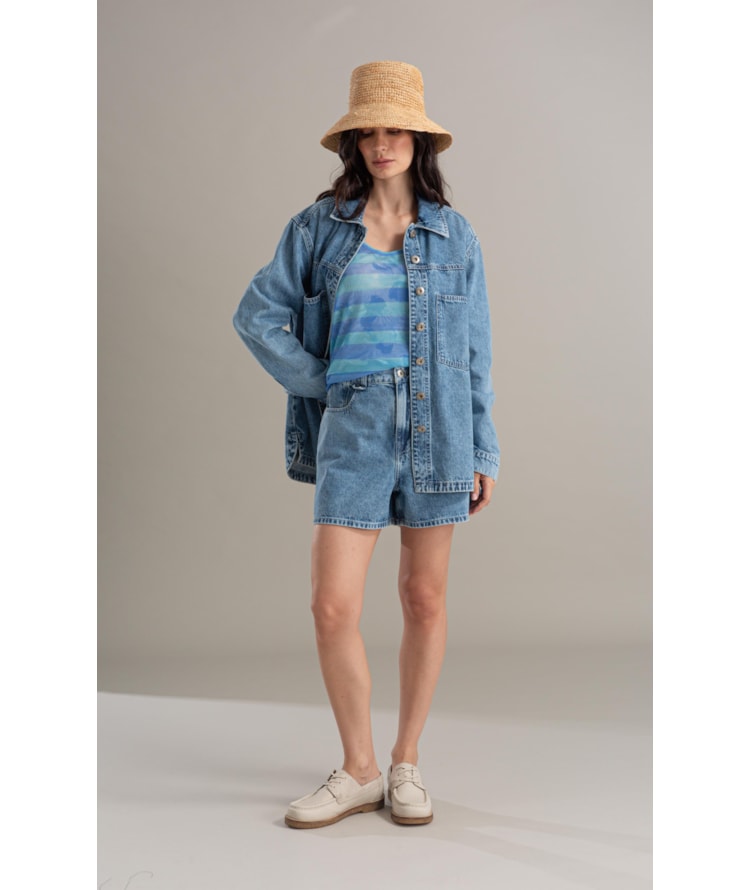 Jaqueta Jeans Vintage Denim 2164- Lav. Claro