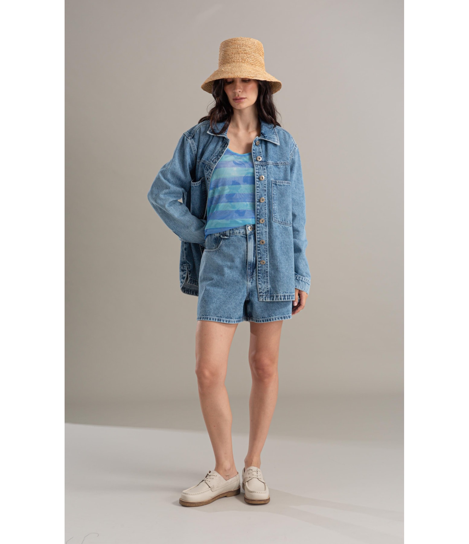 Jaqueta Jeans Vintage Denim 2164- Lav. Claro