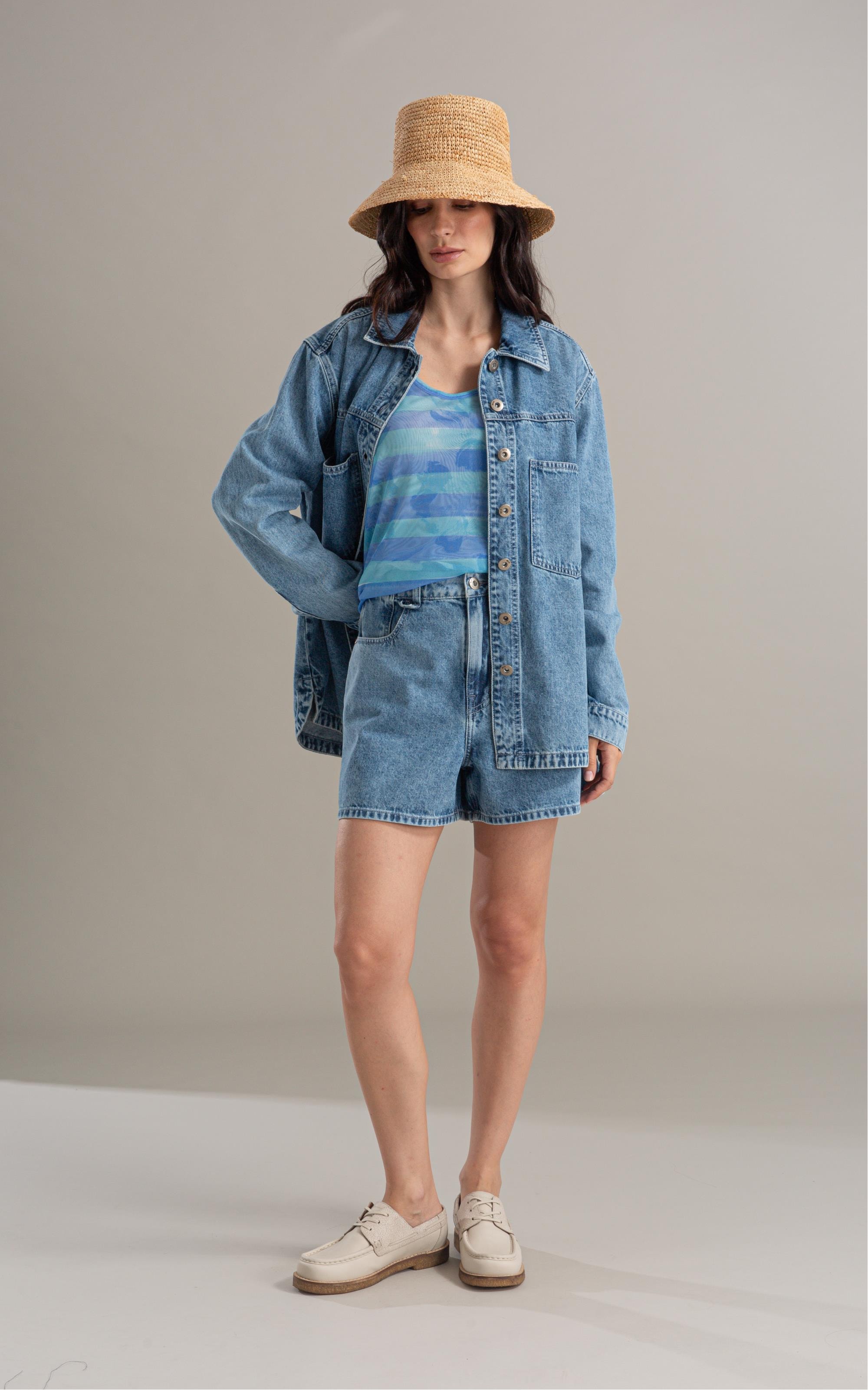 Jaqueta Jeans Vintage Denim 2164- Lav. Claro
