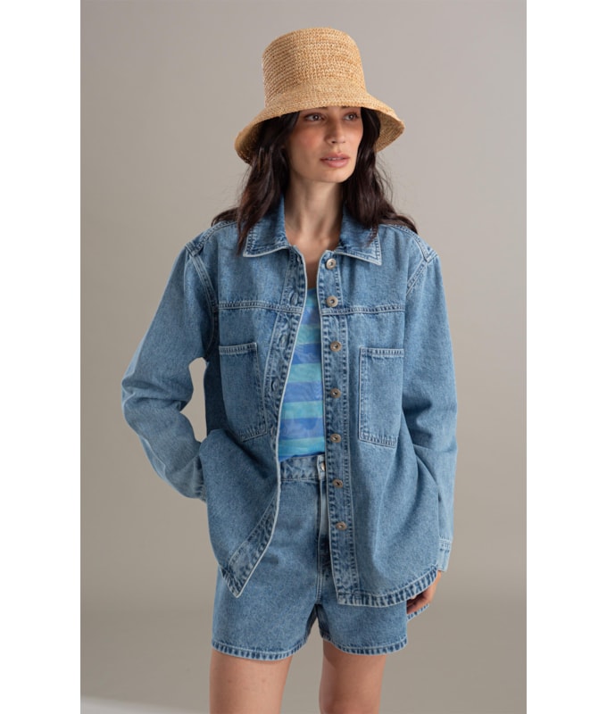 Jaqueta Jeans Vintage Denim 2164- Lav. Claro