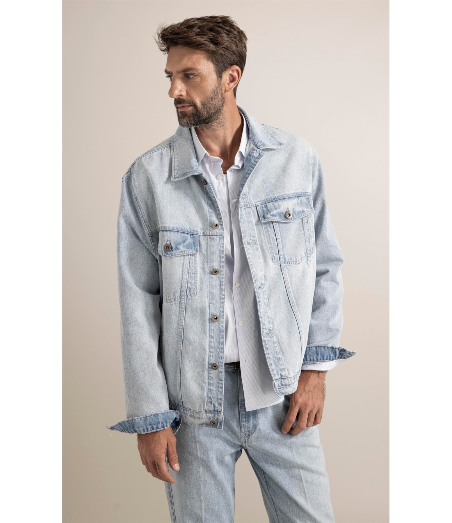 Jaqueta Jeans Vintage Lav. Claro