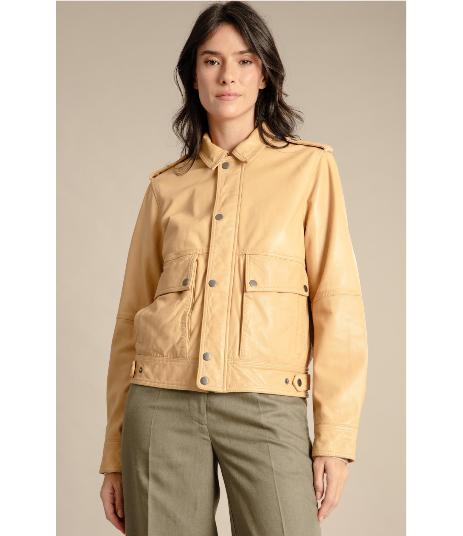 Jaqueta Jene Leather Bege