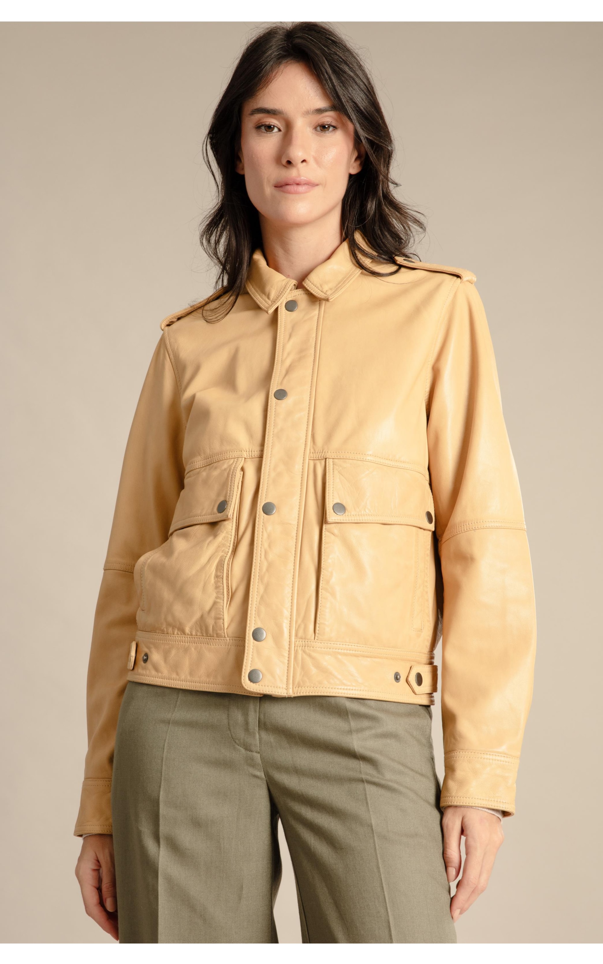 Jaqueta Jene Leather Bege