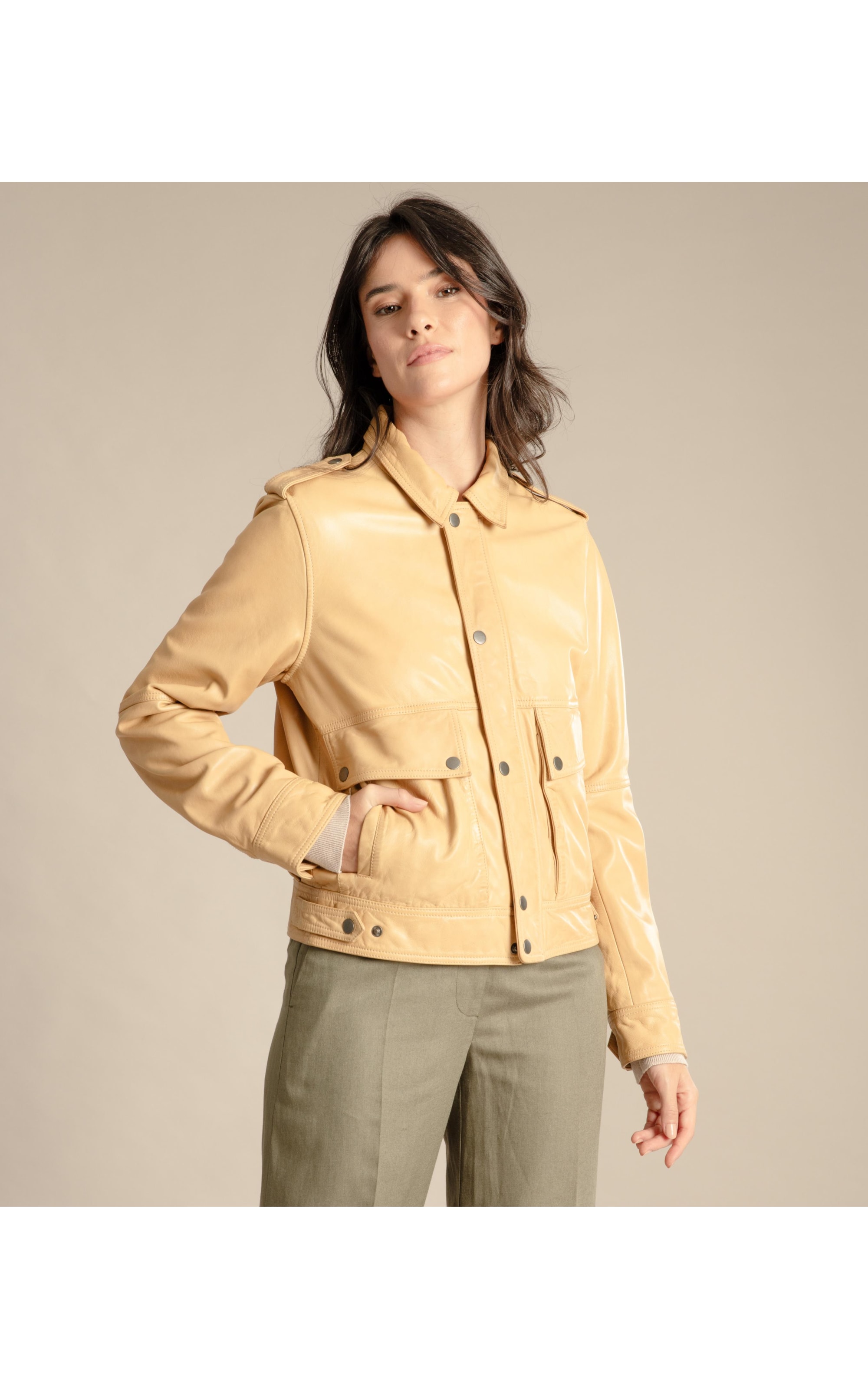 Jaqueta Jene Leather Bege
