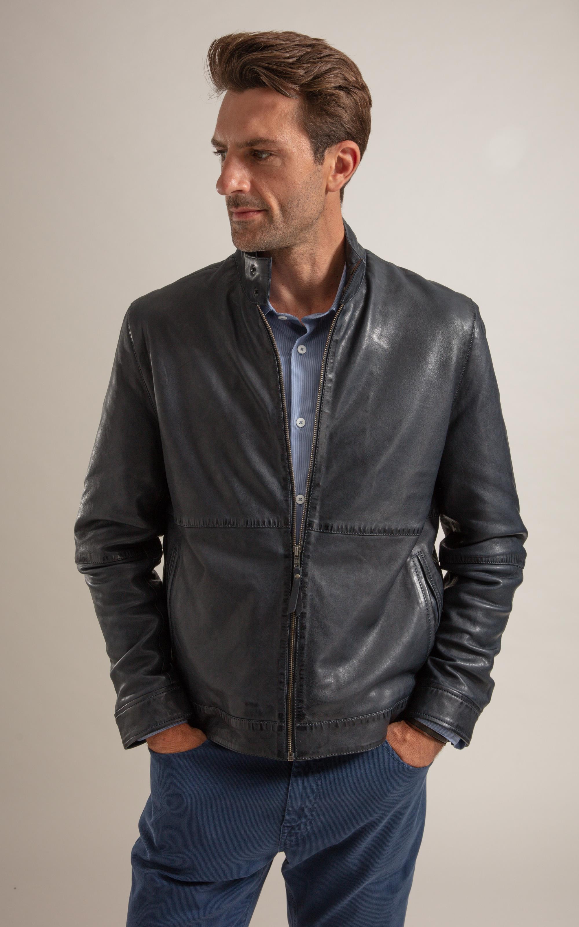 Jaqueta Kingston Leather Dark Navy
