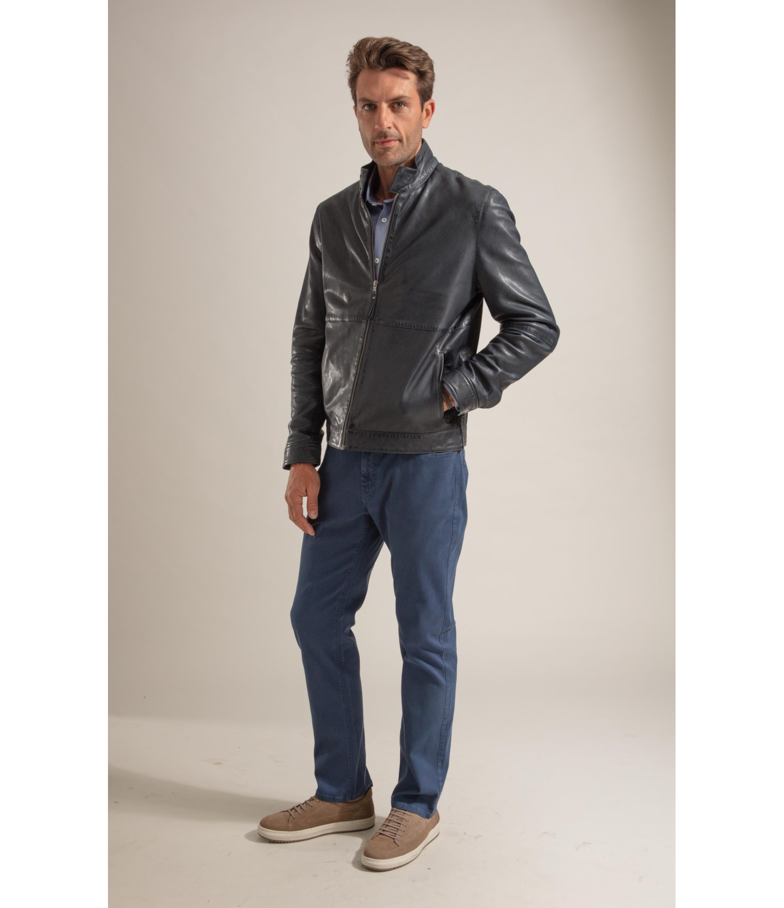 Jaqueta Kingston Leather Dark Navy
