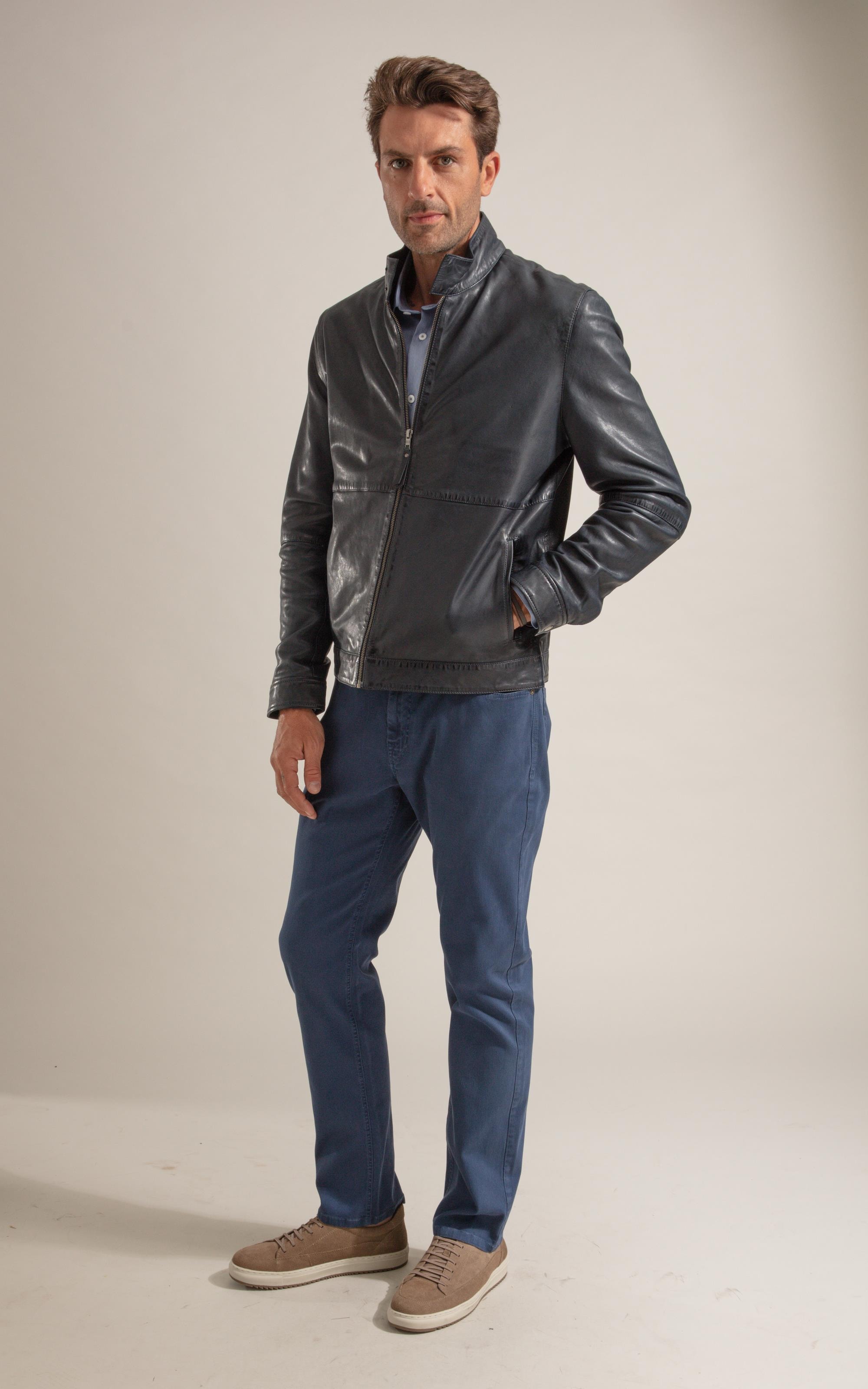 Jaqueta Kingston Leather Dark Navy