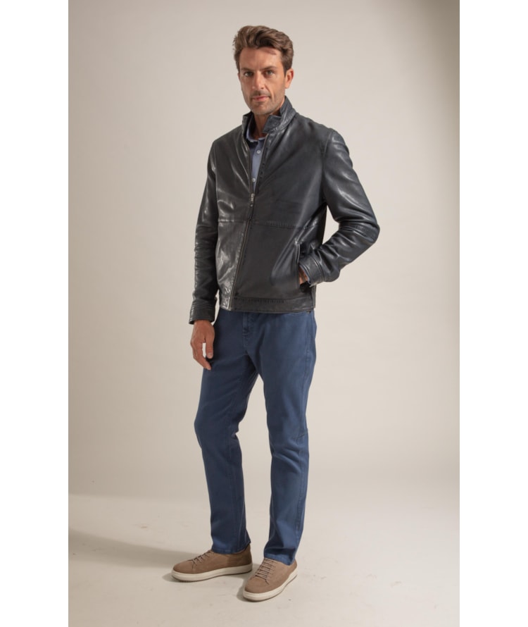 Jaqueta Kingston Leather Dark Navy