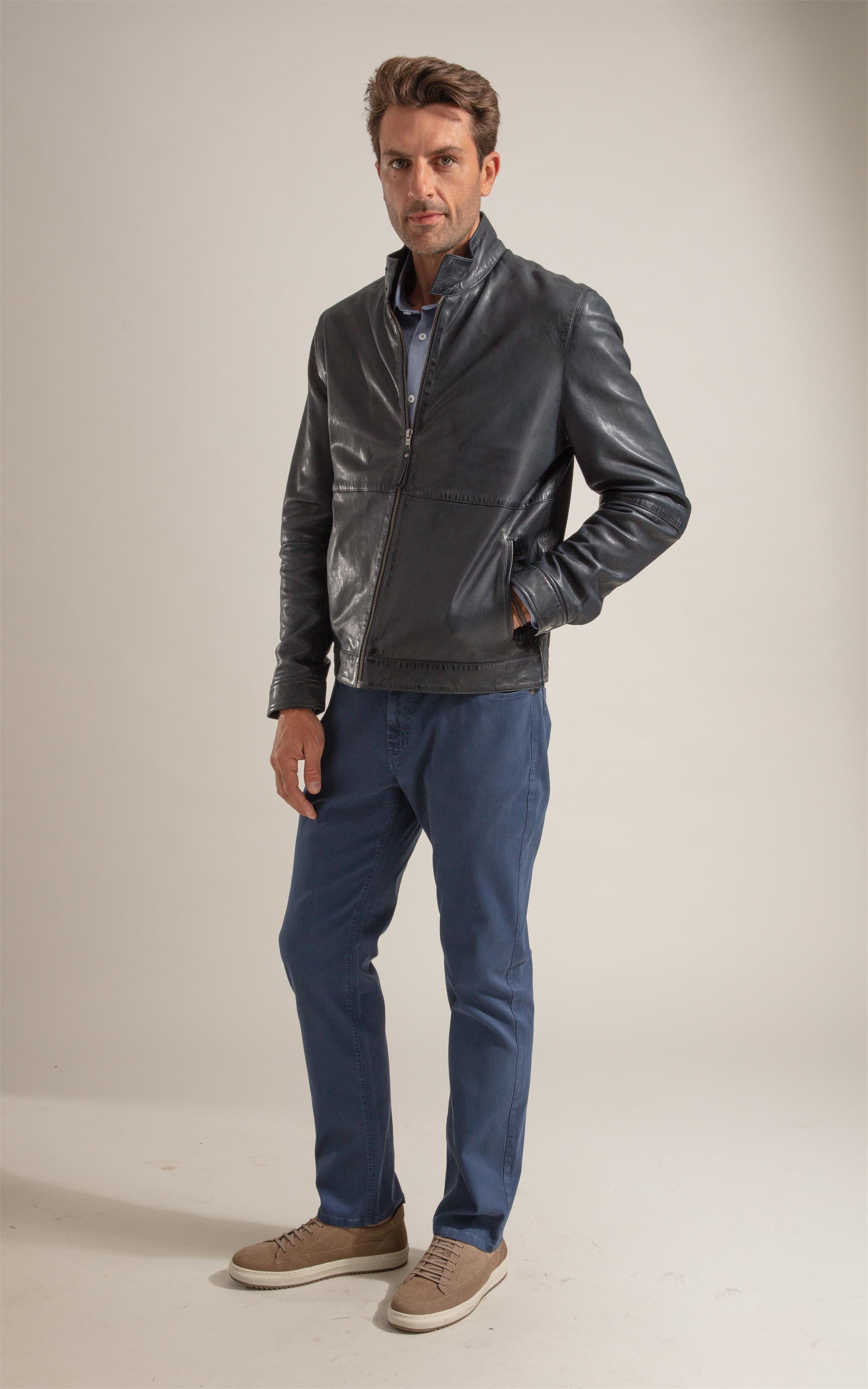 Jaqueta Kingston Leather Dark Navy