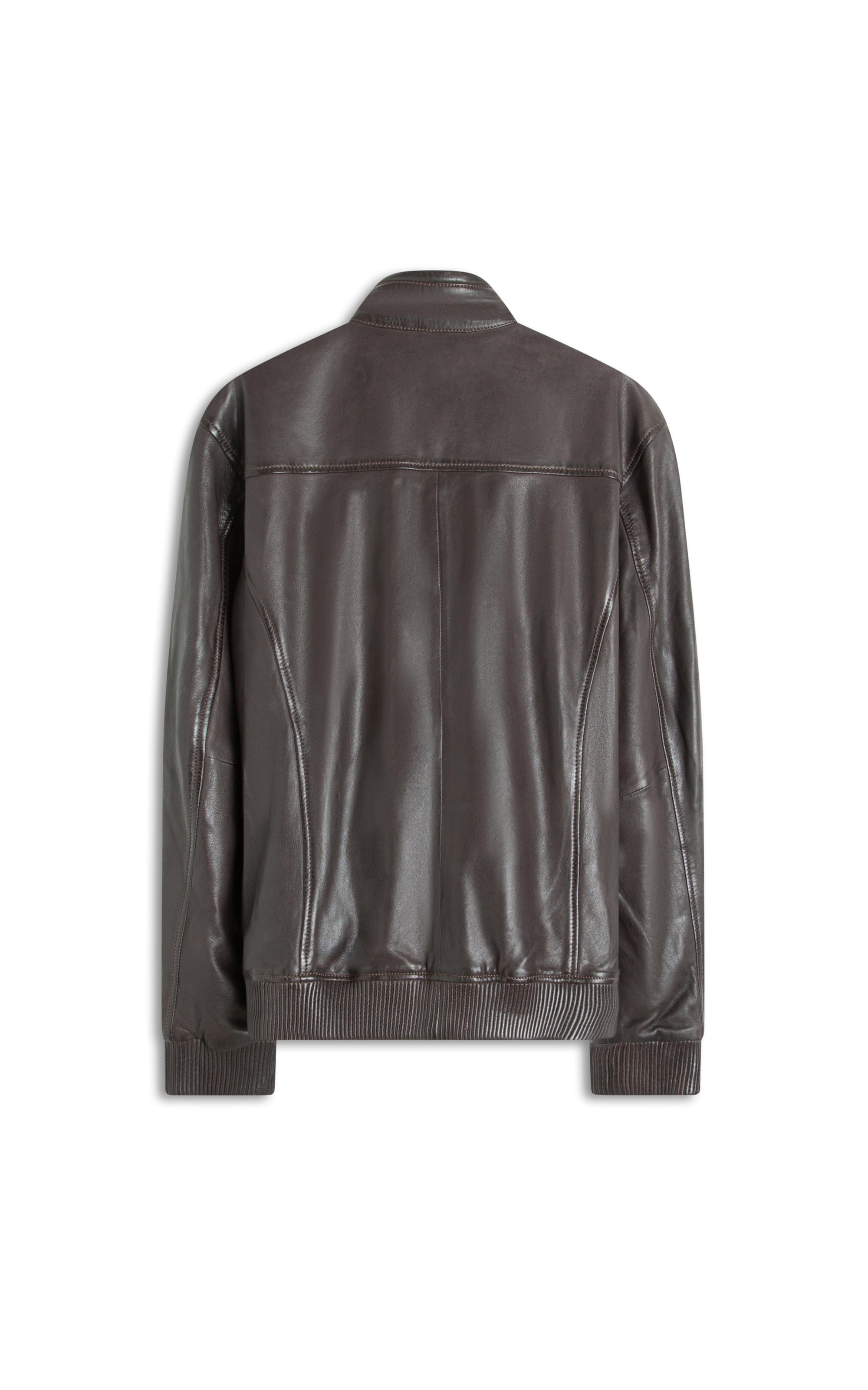 Jaqueta Leather Bomber Lambi Pierre Tabaco