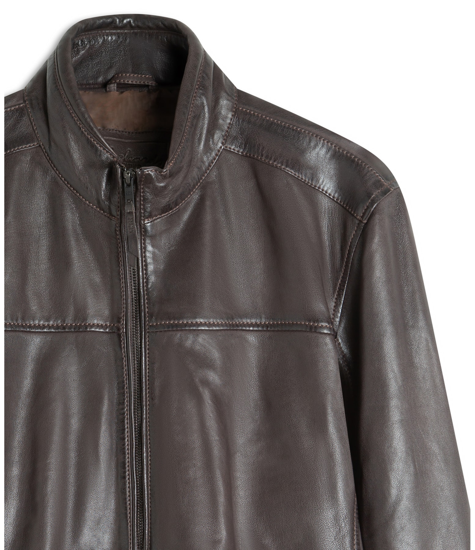 Jaqueta Leather Bomber Lambi Pierre Tabaco