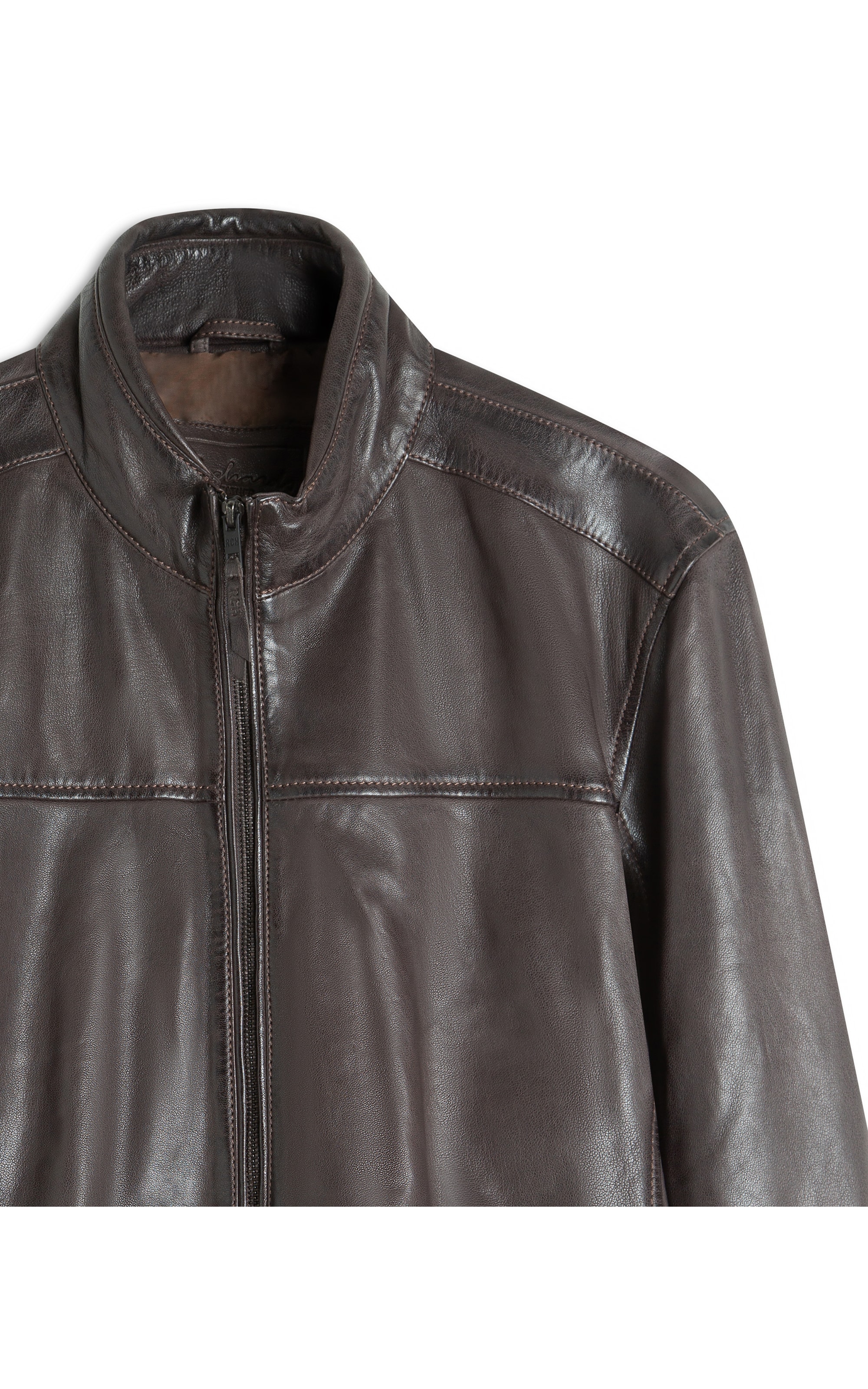 Jaqueta Leather Bomber Lambi Pierre Tabaco