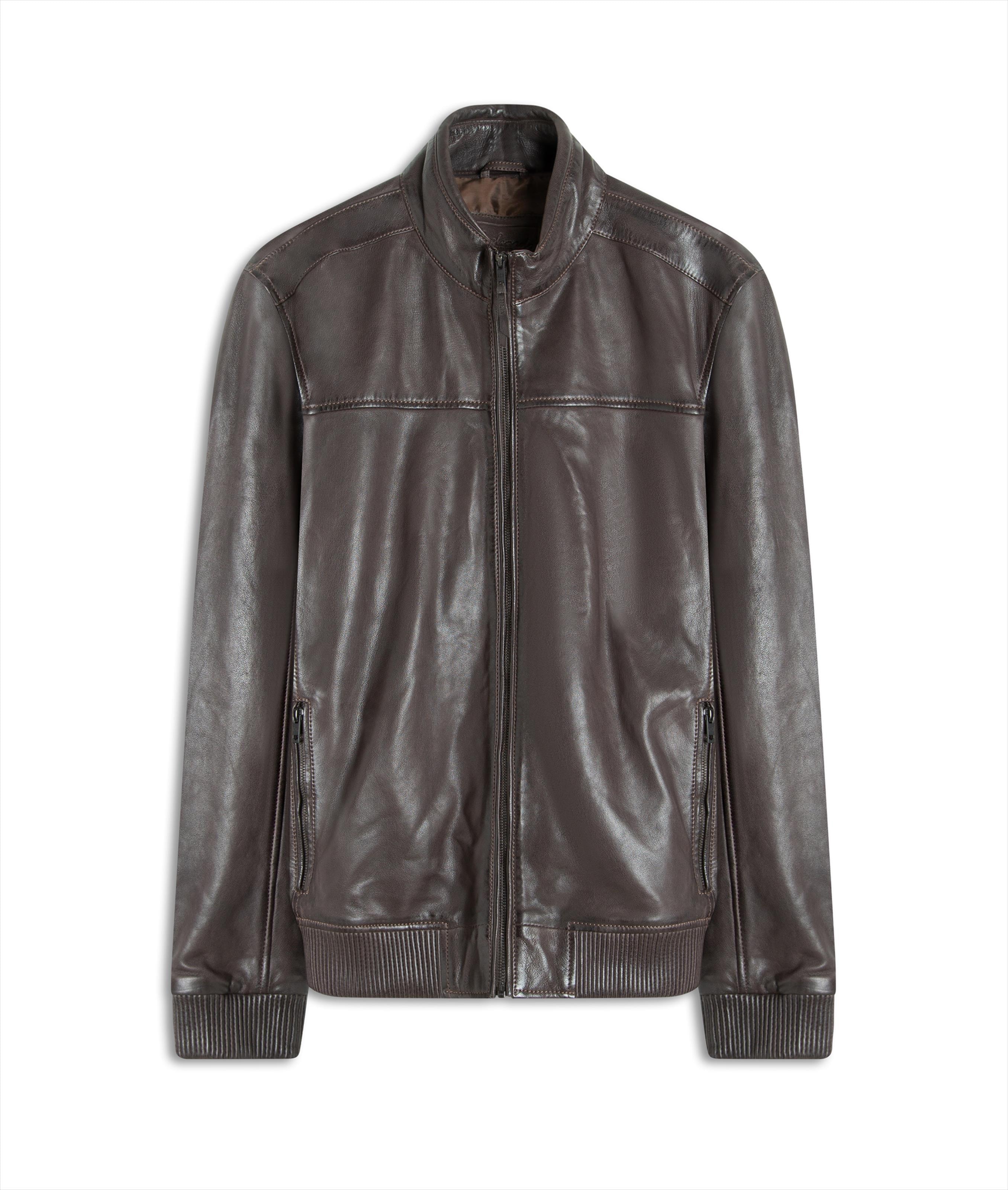 Jaqueta Leather Bomber Lambi Pierre Tabaco