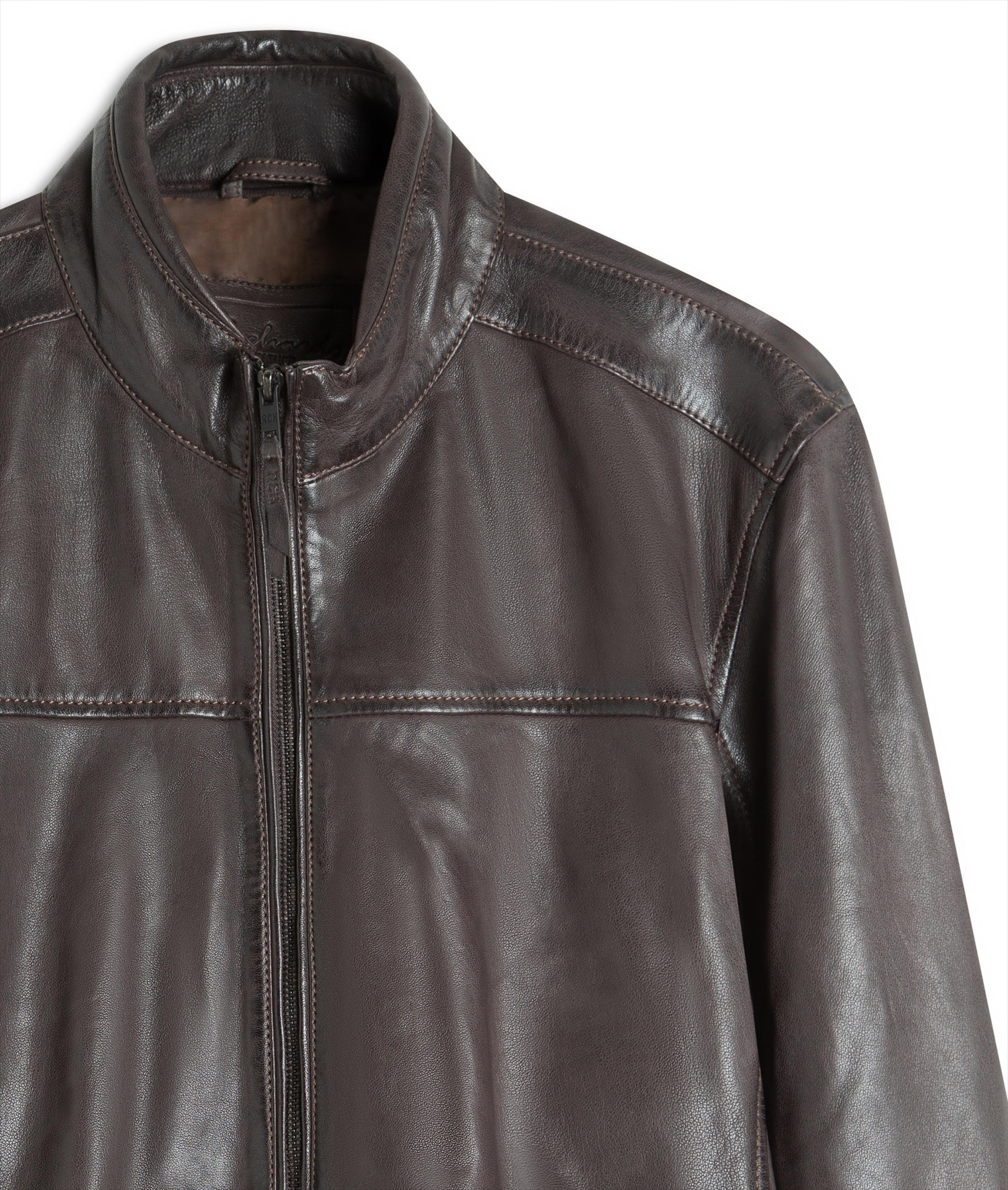 Jaqueta Leather Bomber Lambi Pierre Tabaco