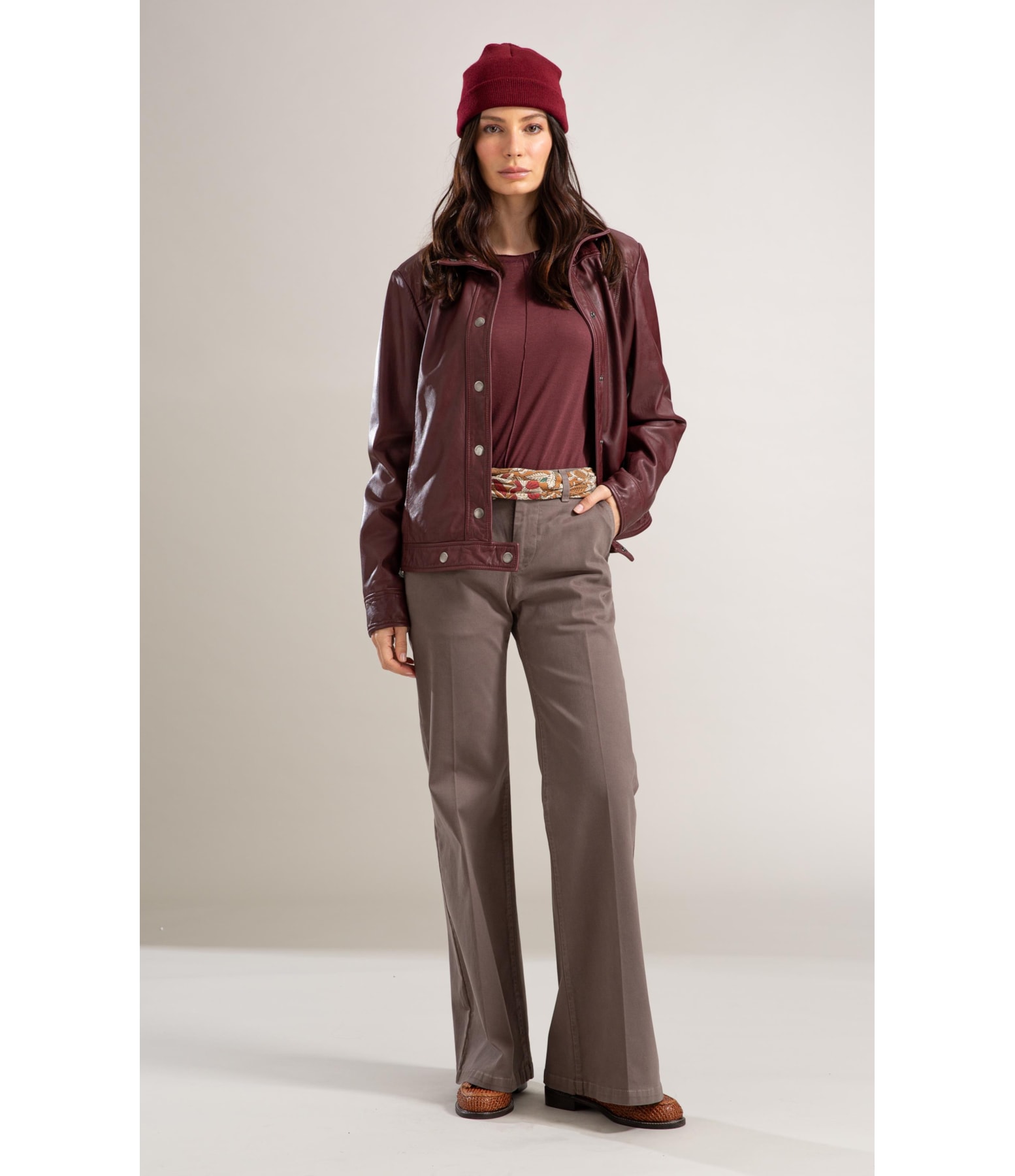 Jaqueta Milan Leather Bordeaux