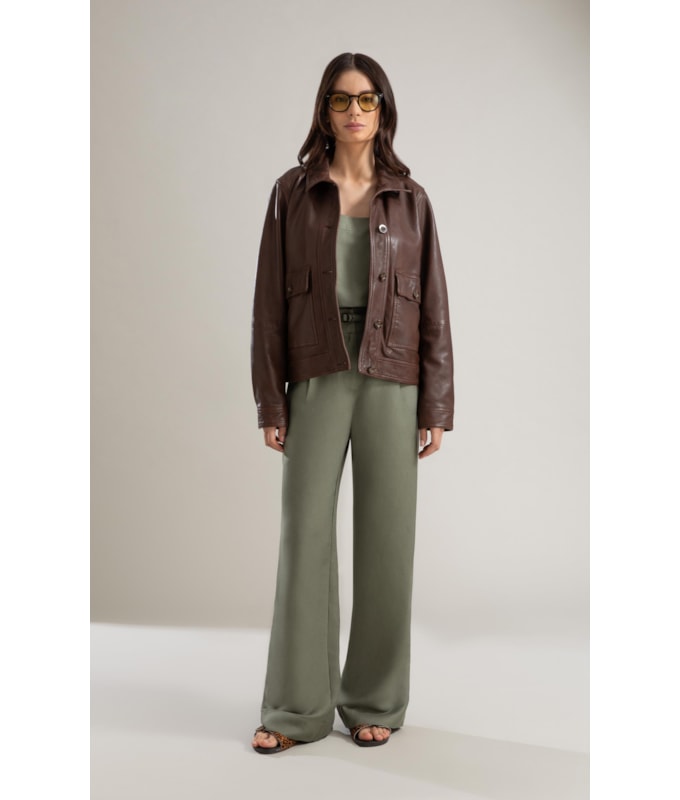 Jaqueta Moon Leather Marrom