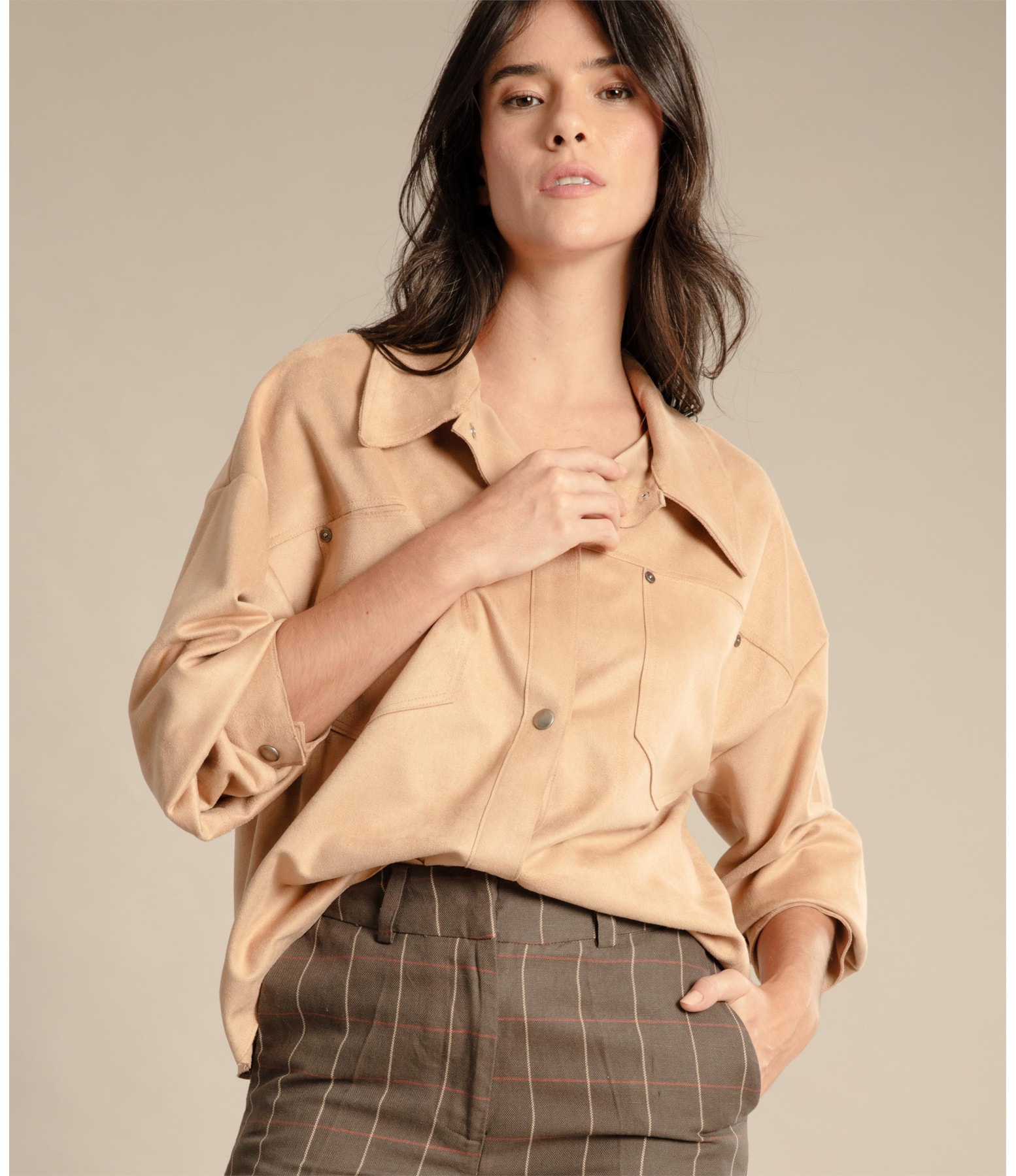 Jaqueta Neri Suede Bege
