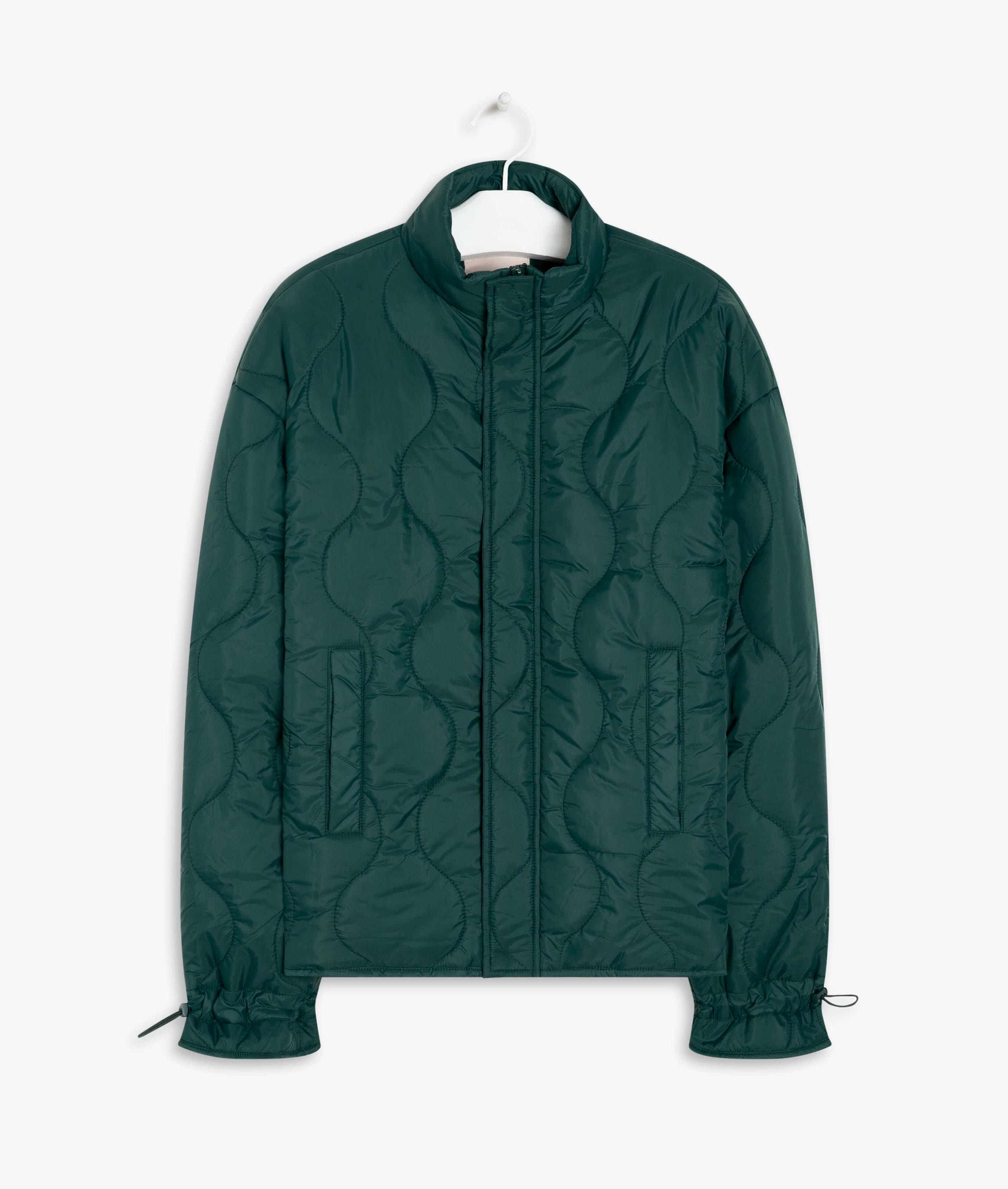 美品　theoryLTFeather Nylon StandCLR Puffer Jaqueta Nylon Diamond Puffer Verde Jade