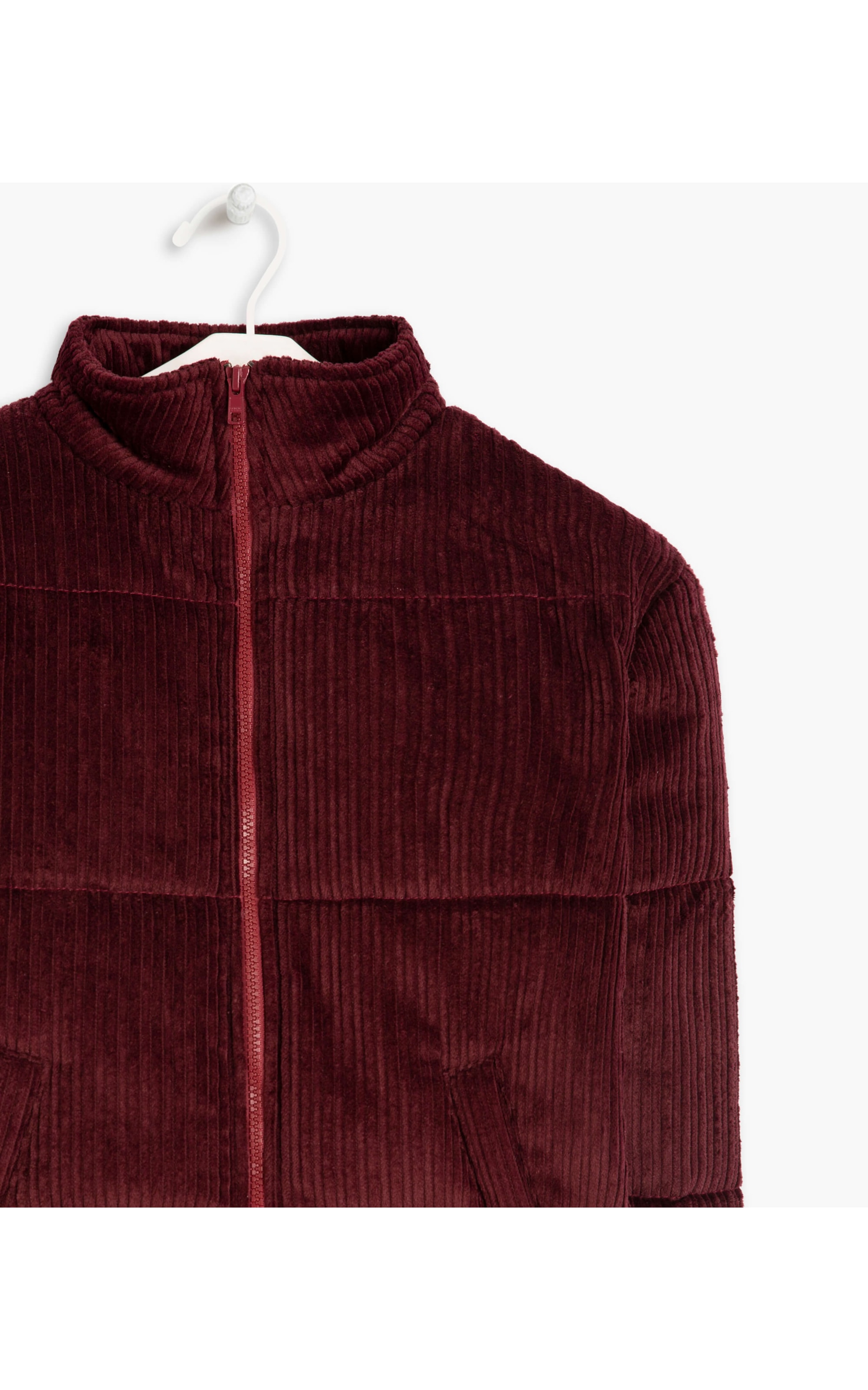 Jaqueta Polar Veludo Cotelê Bordeaux
