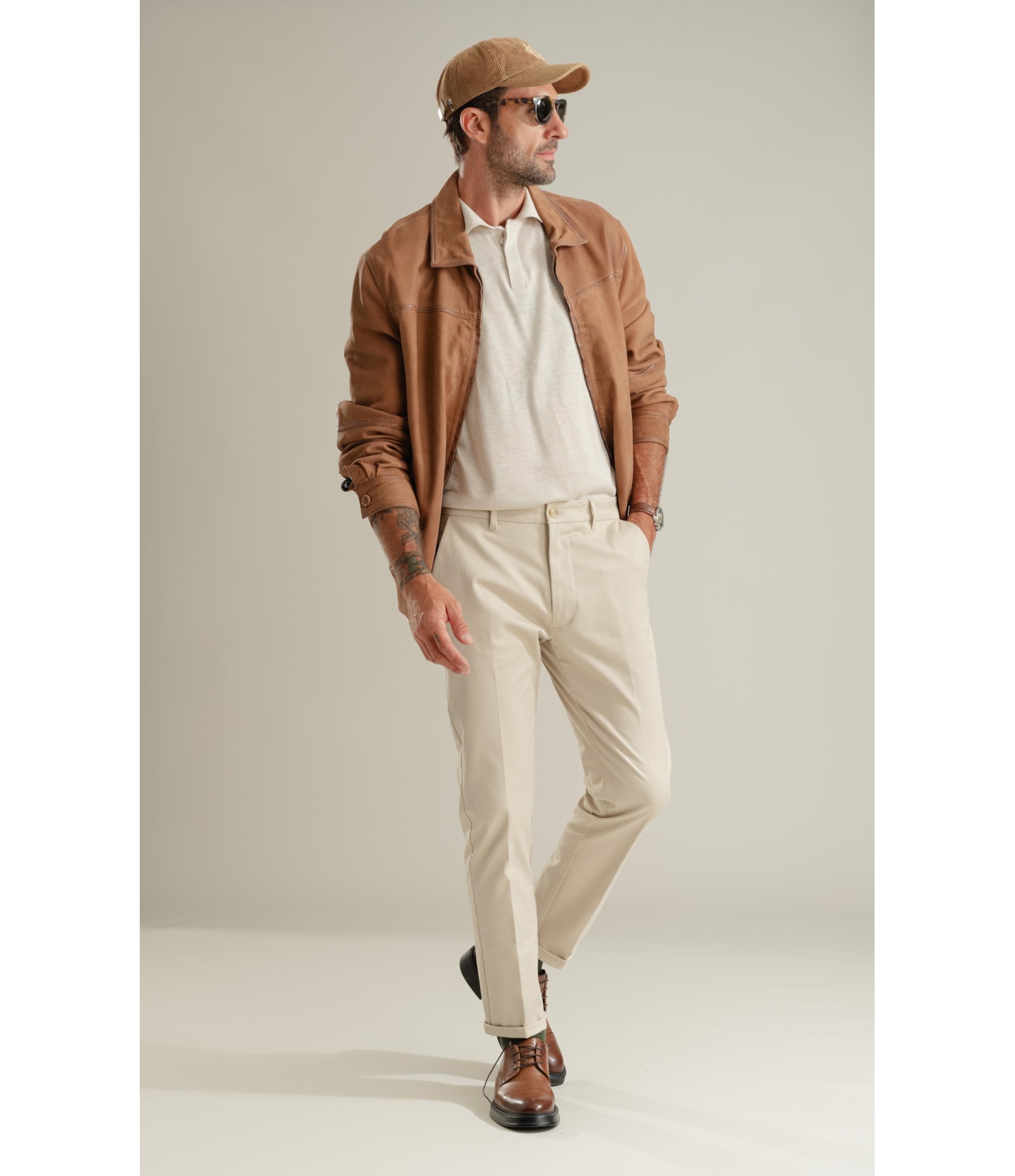 Jaqueta Renan Leather Nubuck Caramelo