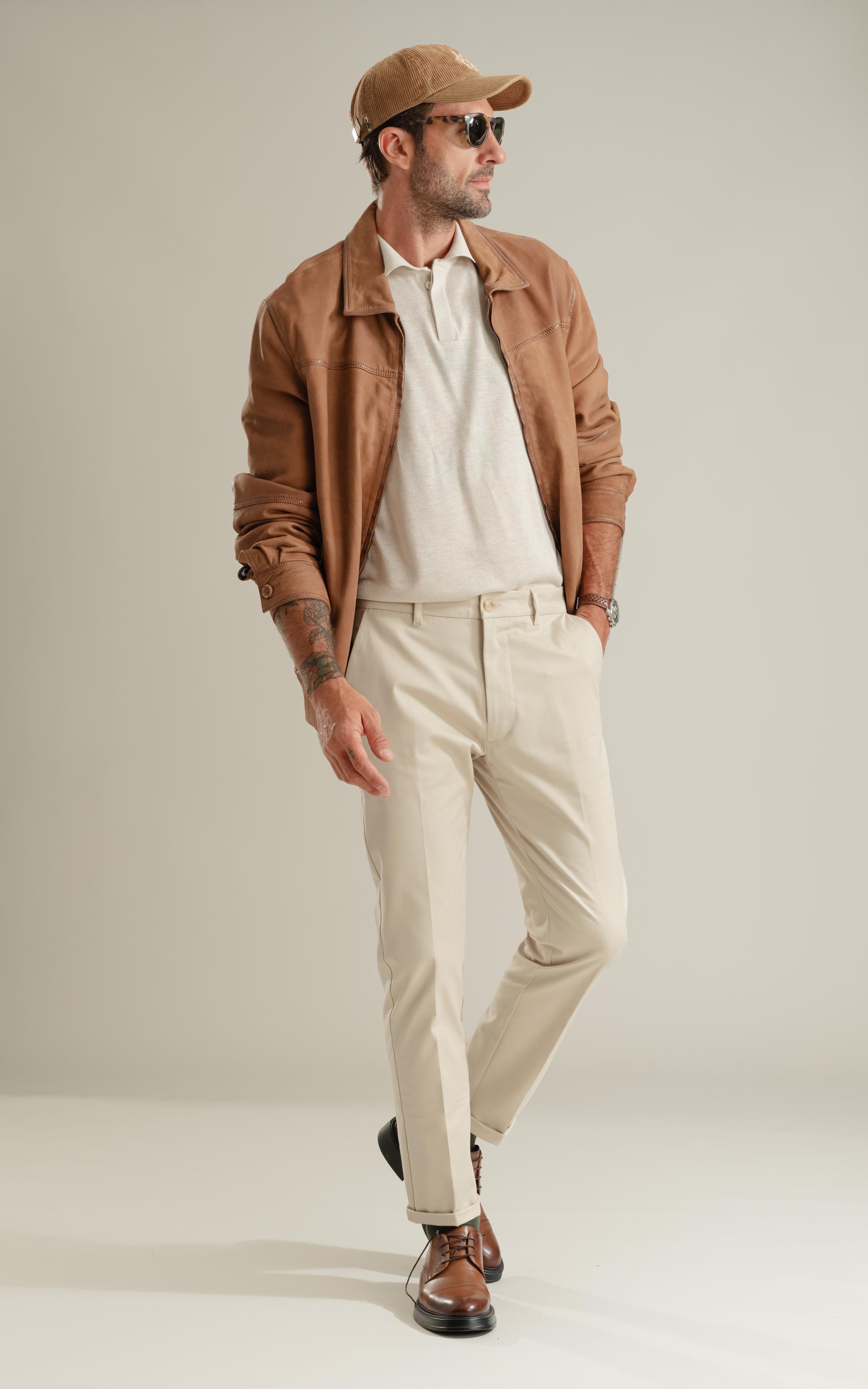 Jaqueta Renan Leather Nubuck Caramelo