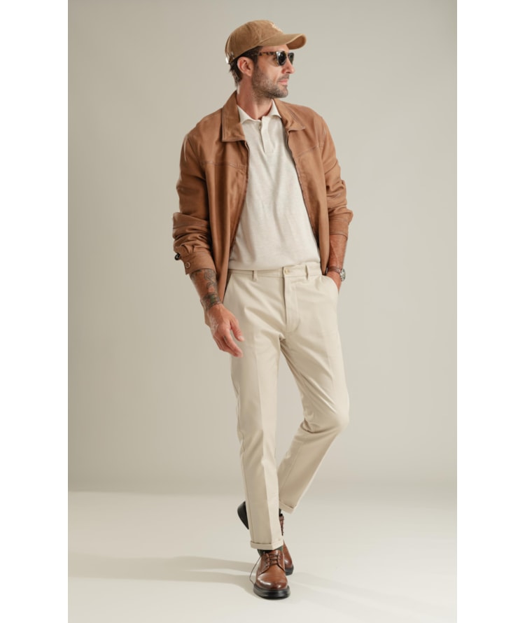 Jaqueta Renan Leather Nubuck Caramelo