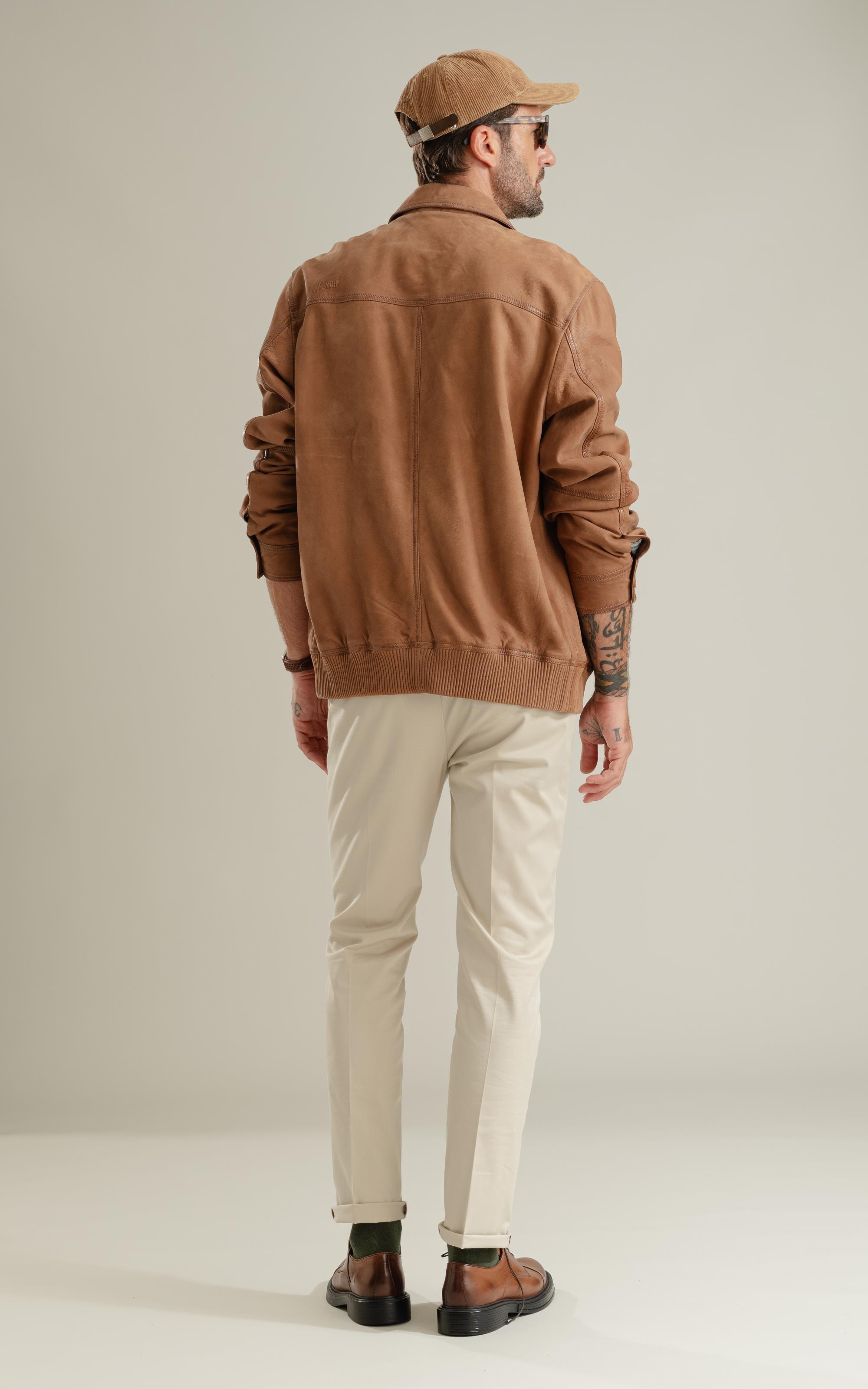 Jaqueta Renan Leather Nubuck Caramelo
