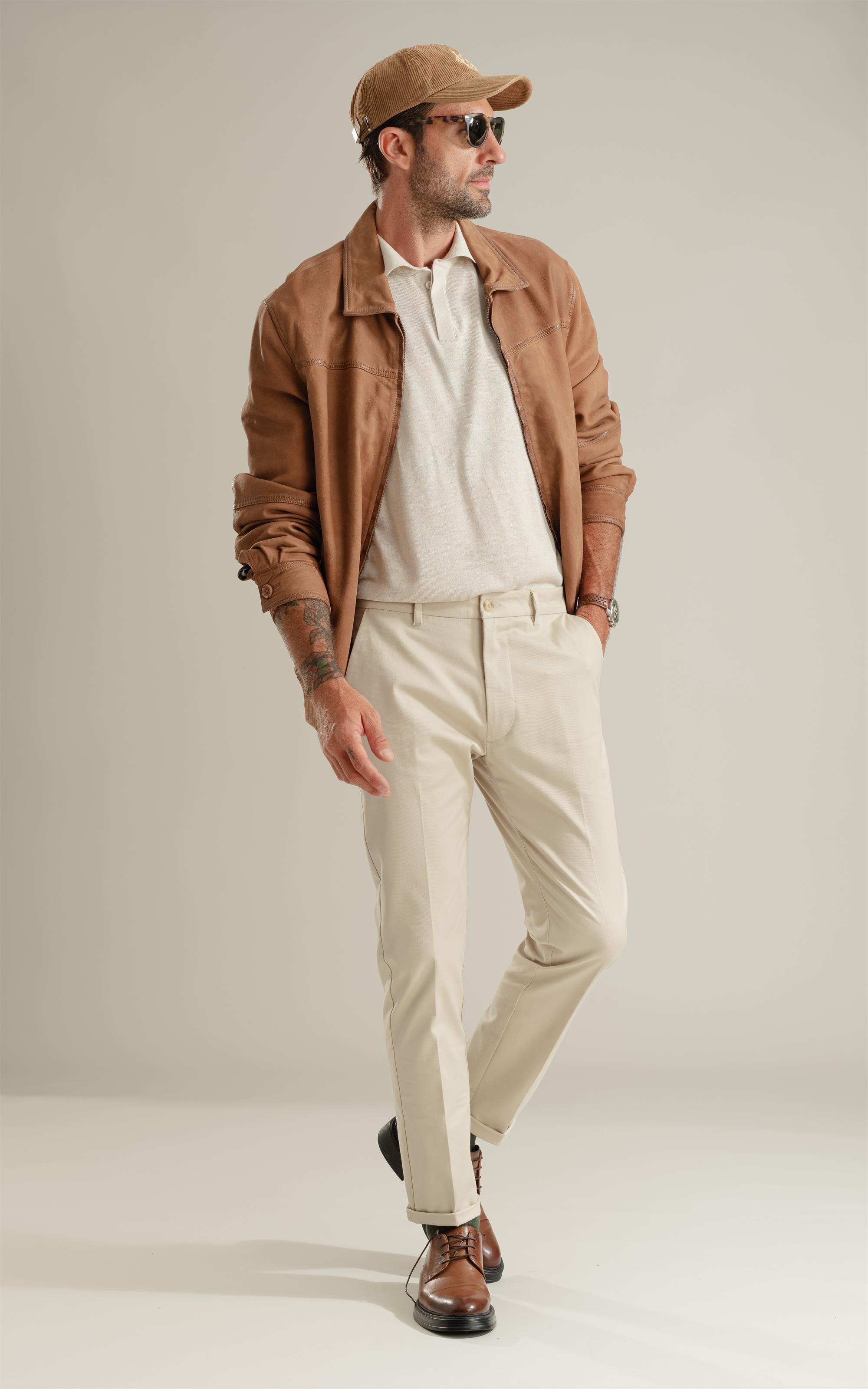 Jaqueta Renan Leather Nubuck Caramelo