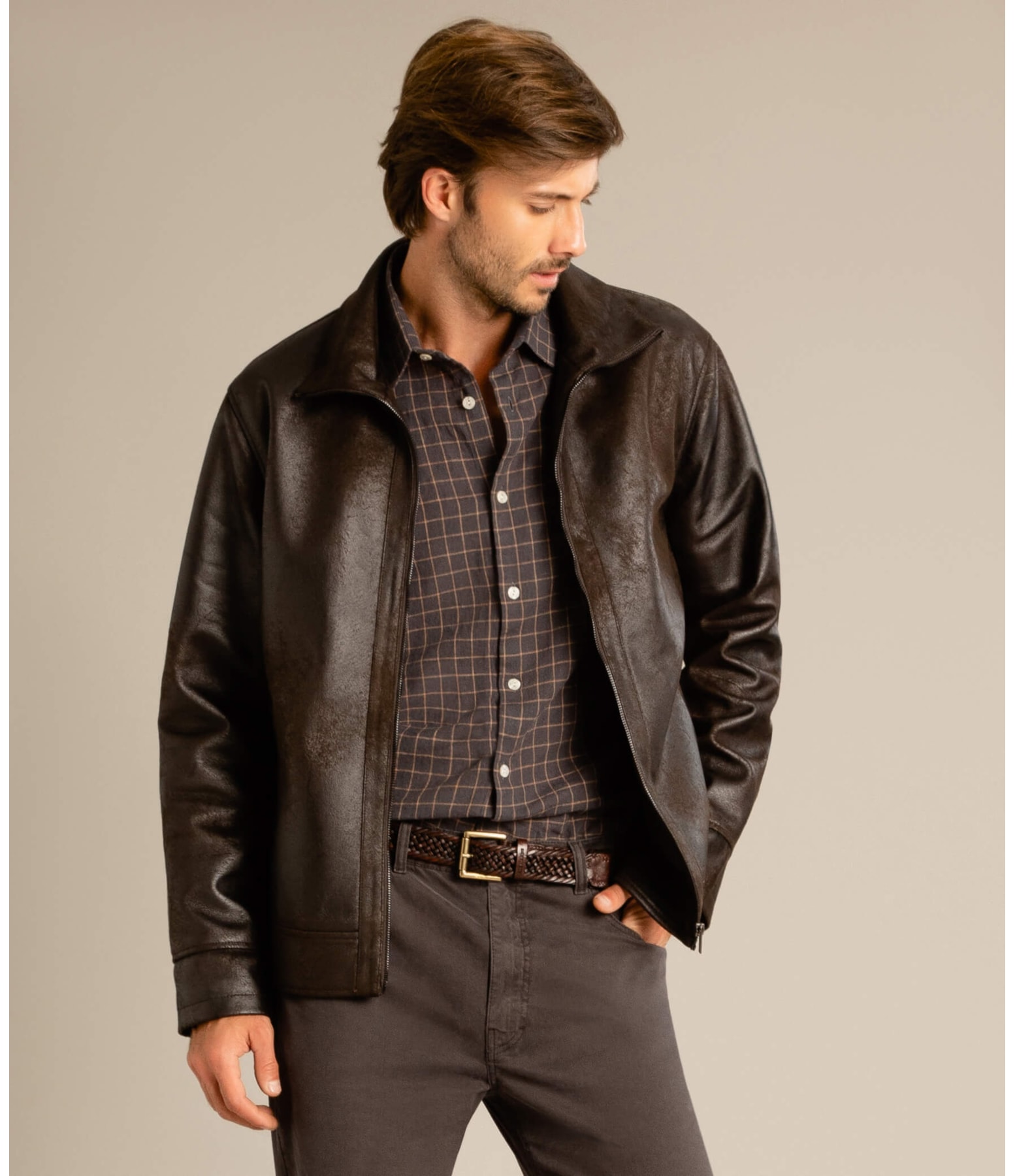 Jaqueta Suede Dark Brown