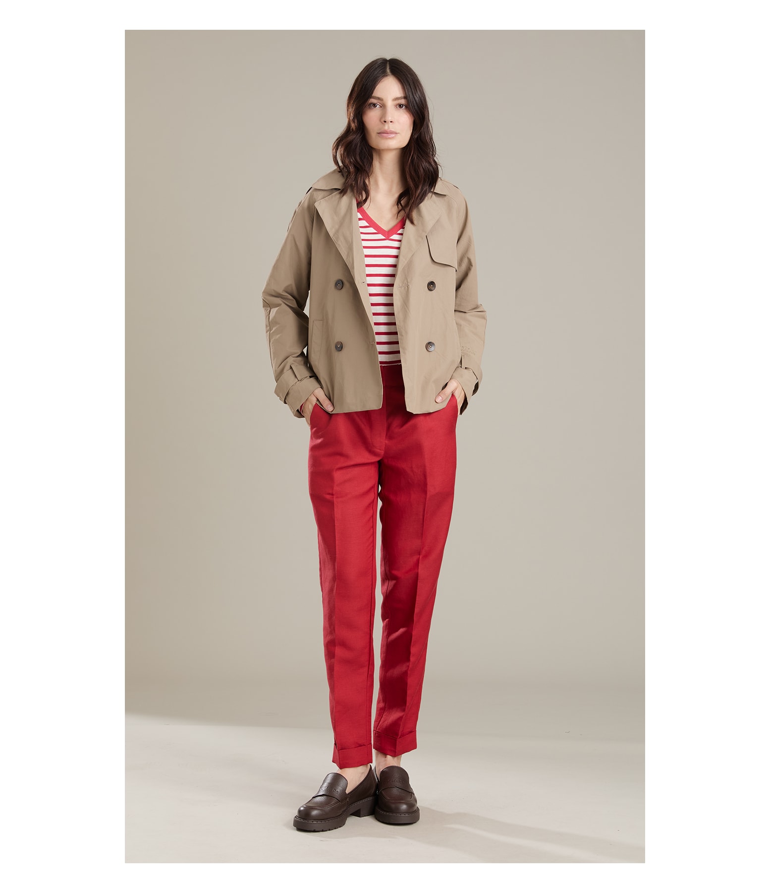  Jaqueta Trench Cotton Caqui