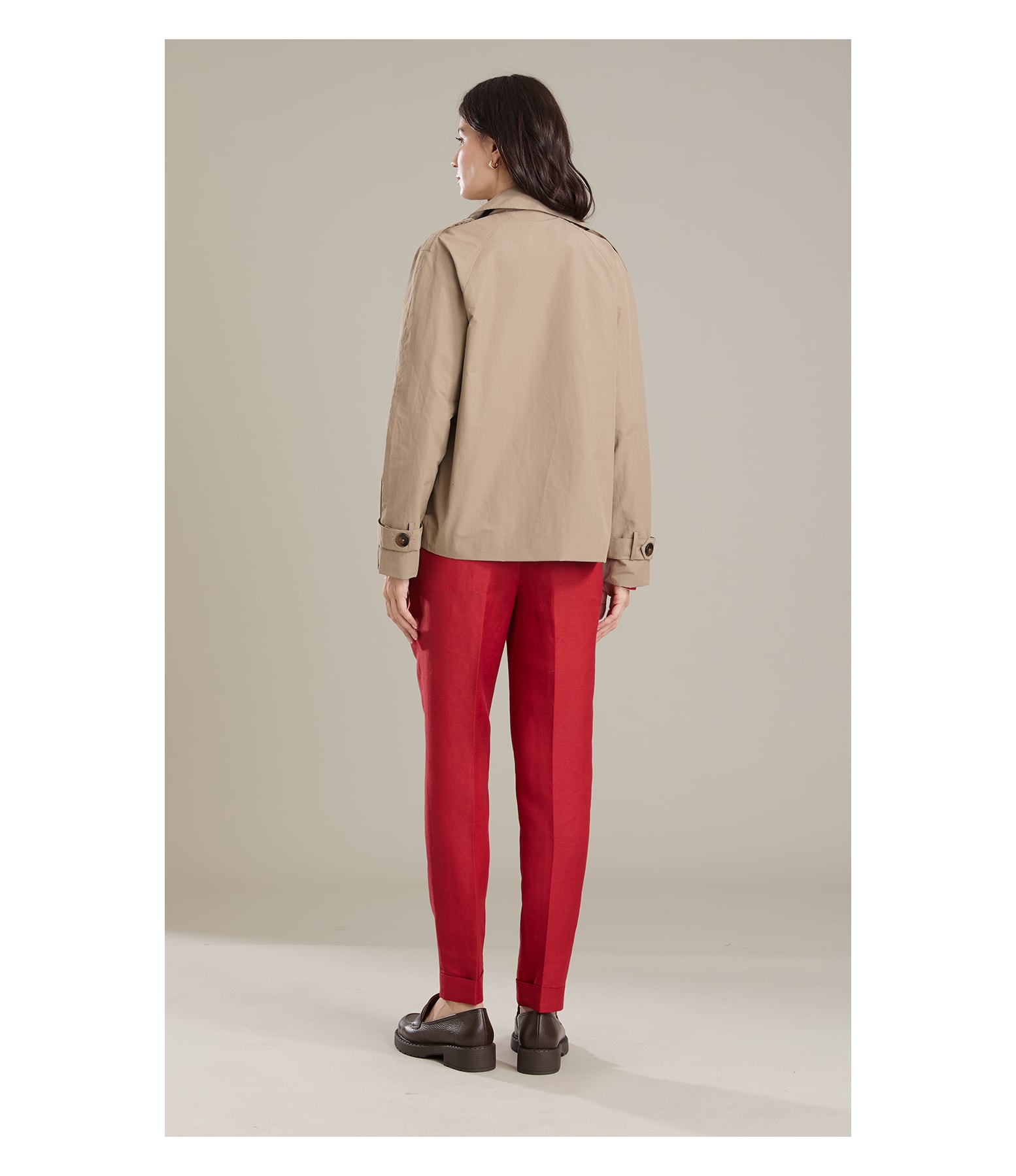  Jaqueta Trench Cotton Caqui
