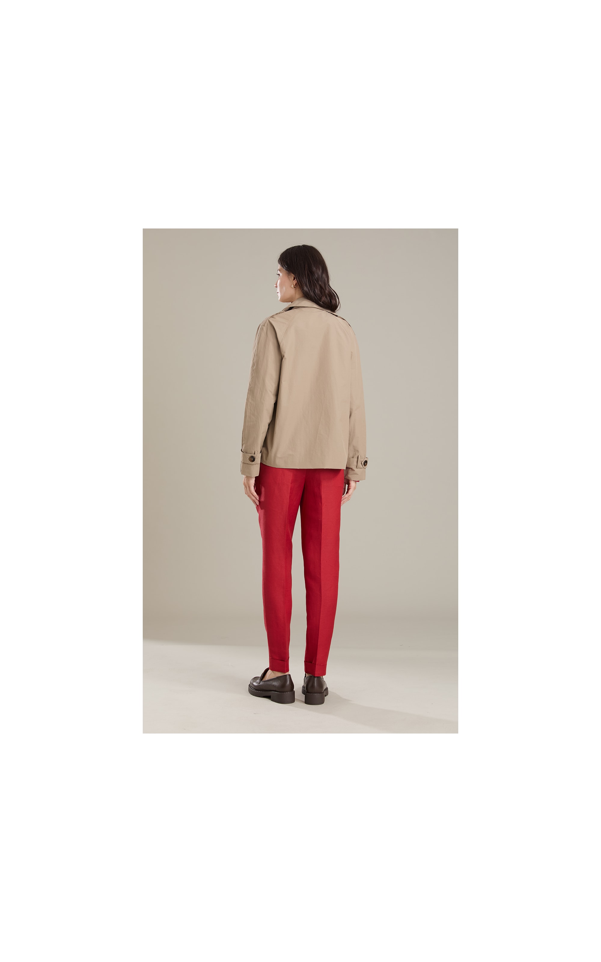  Jaqueta Trench Cotton Caqui