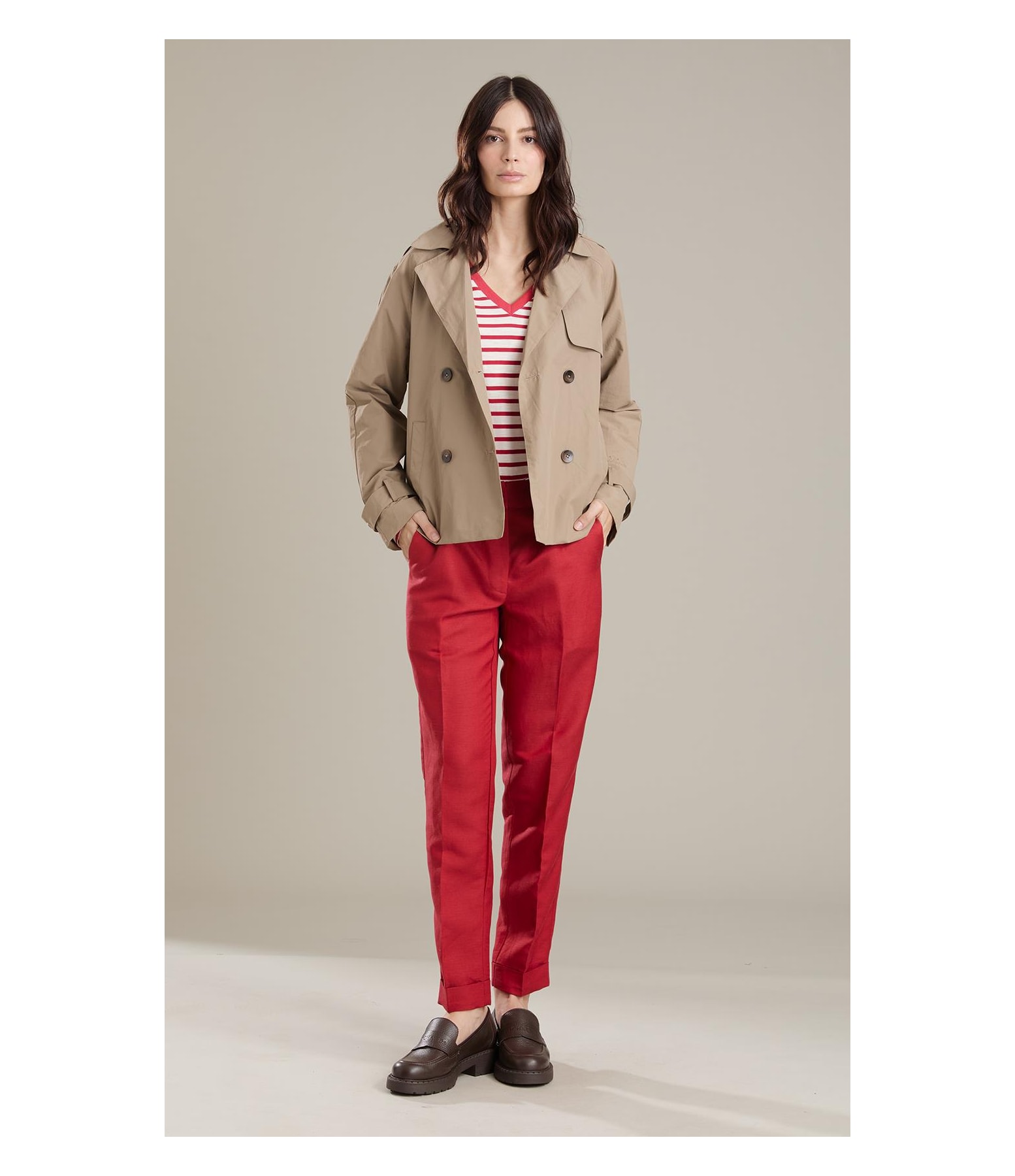  Jaqueta Trench Cotton Caqui