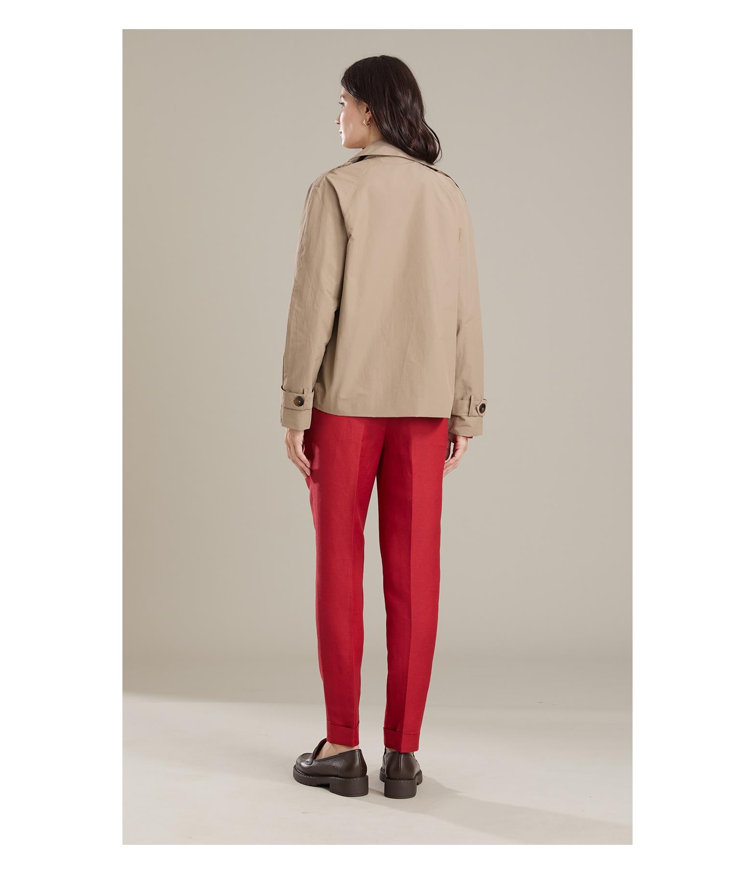  Jaqueta Trench Cotton Caqui