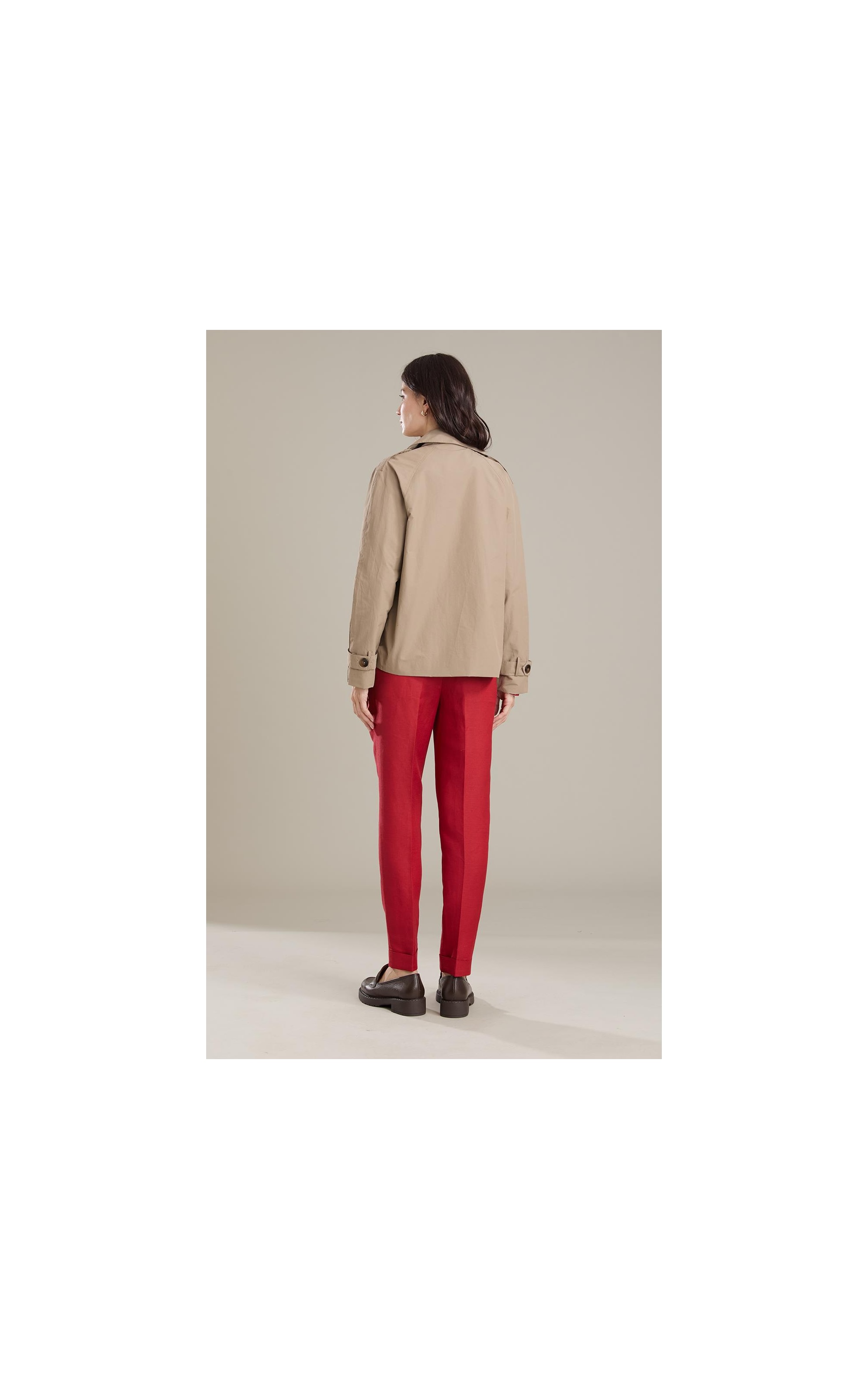  Jaqueta Trench Cotton Caqui