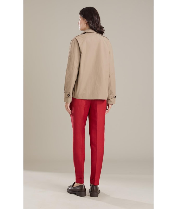  Jaqueta Trench Cotton Caqui