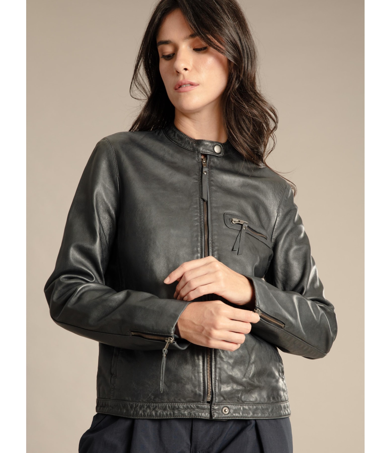 Jaqueta Vegas Leather Dark Navy