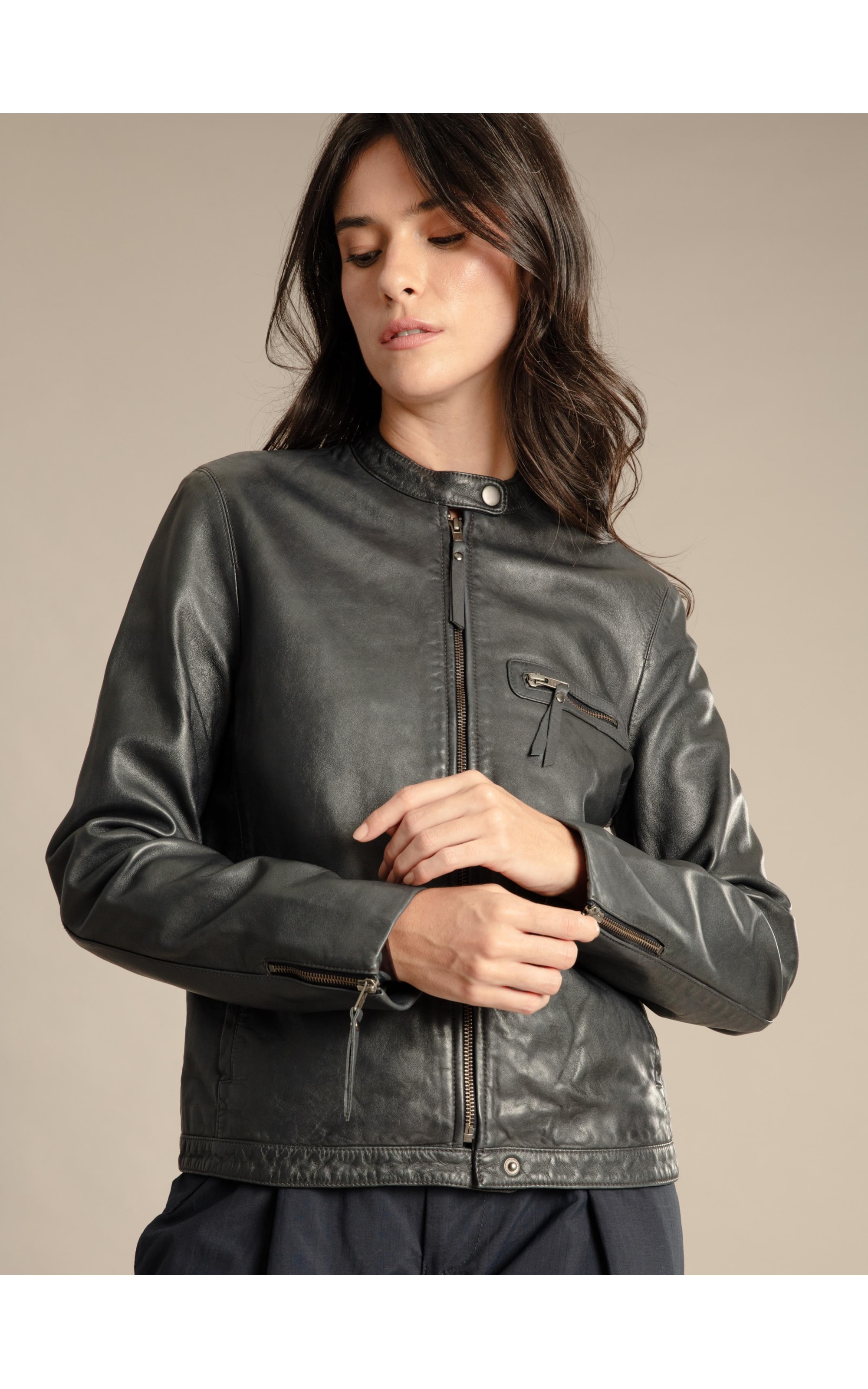 Jaqueta Vegas Leather Dark Navy