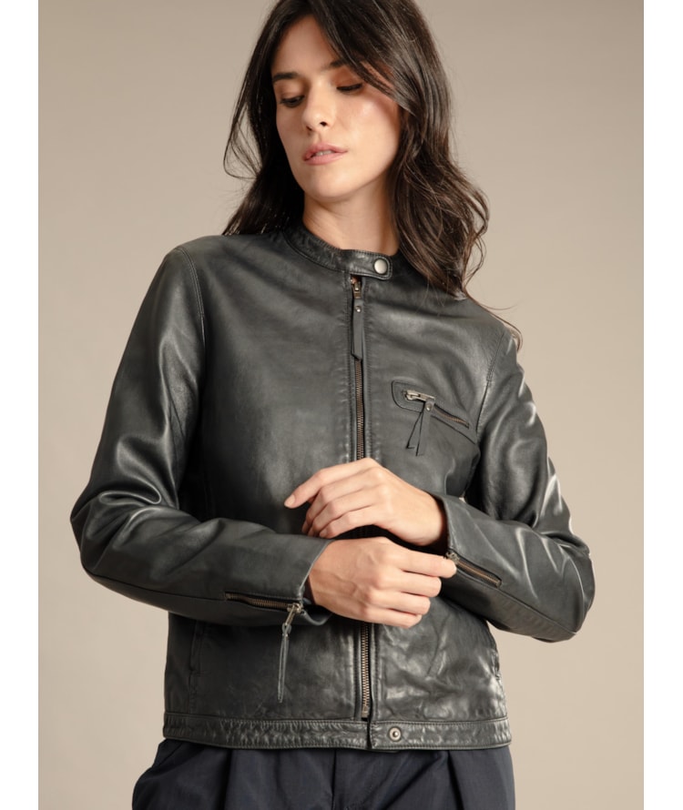 Jaqueta Vegas Leather Dark Navy