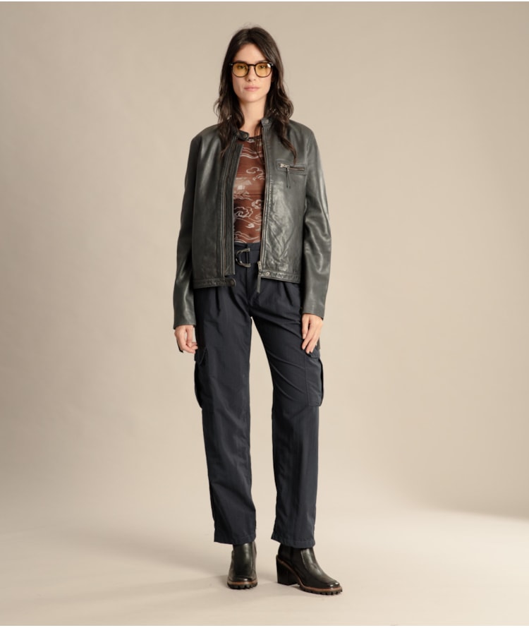 Jaqueta Vegas Leather Dark Navy