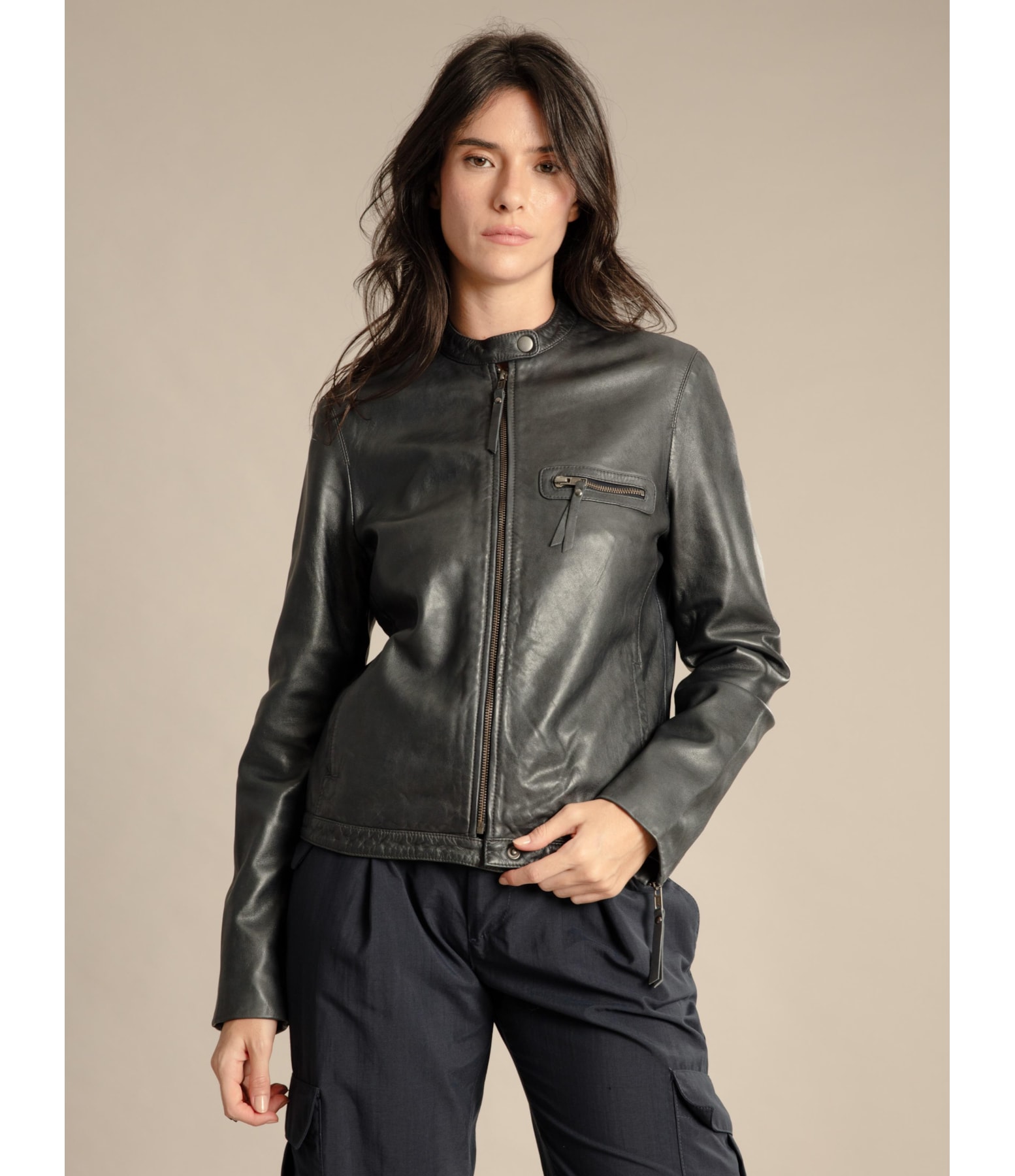 Jaqueta Vegas Leather Dark Navy