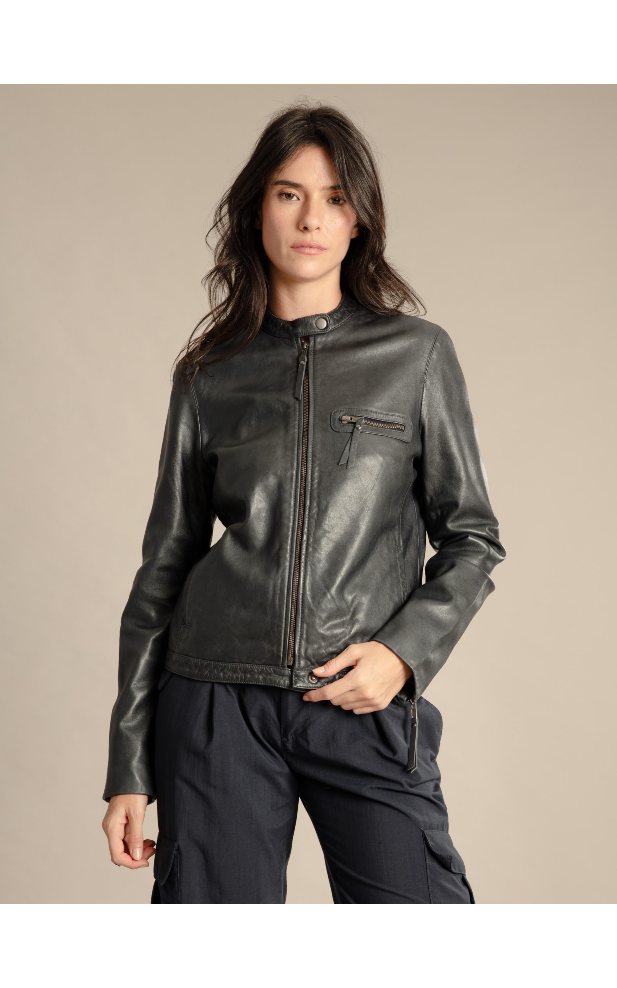 Jaqueta Vegas Leather Dark Navy